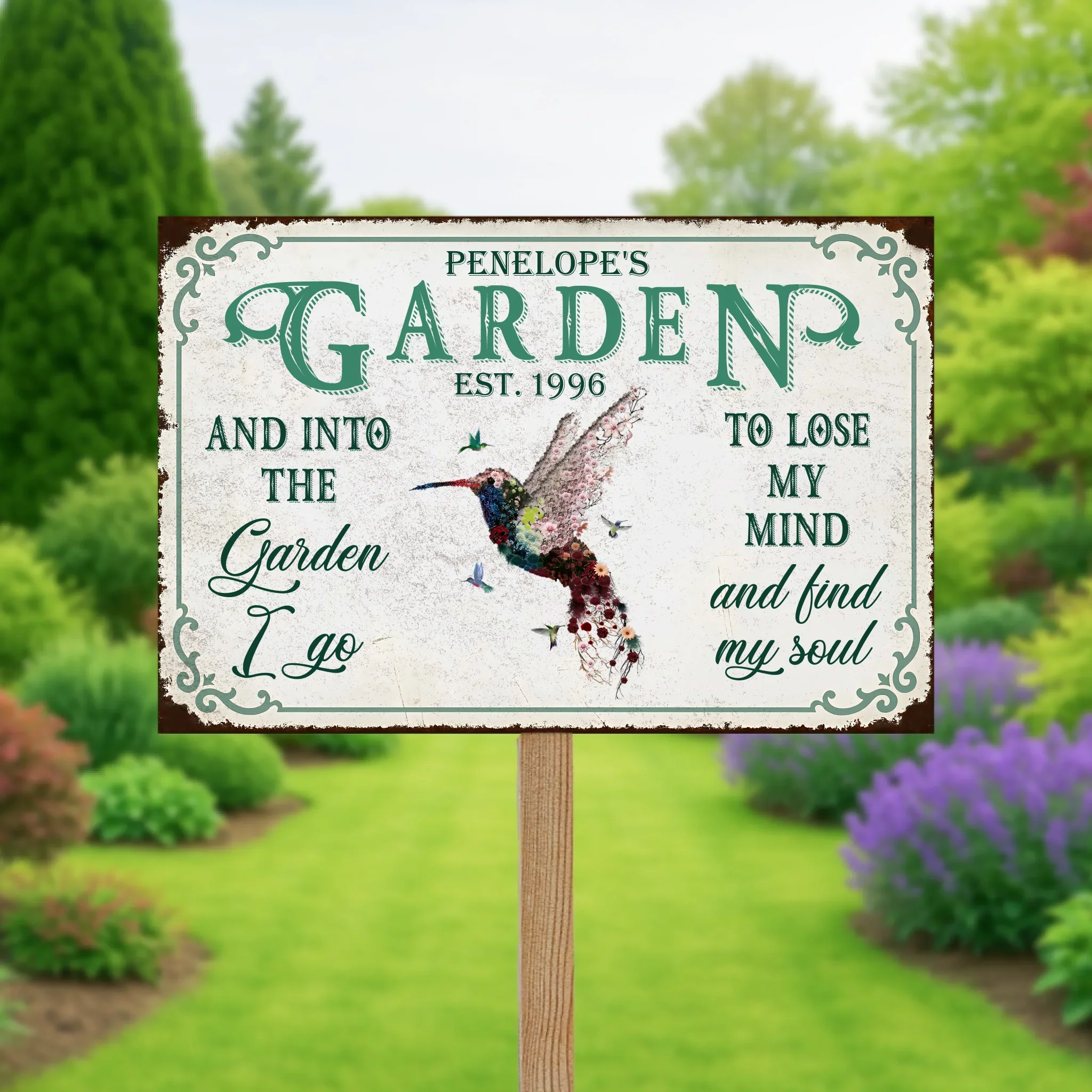 Personalized Aluminum Garden Sign "A garden is a heaven with stars made of flowers"