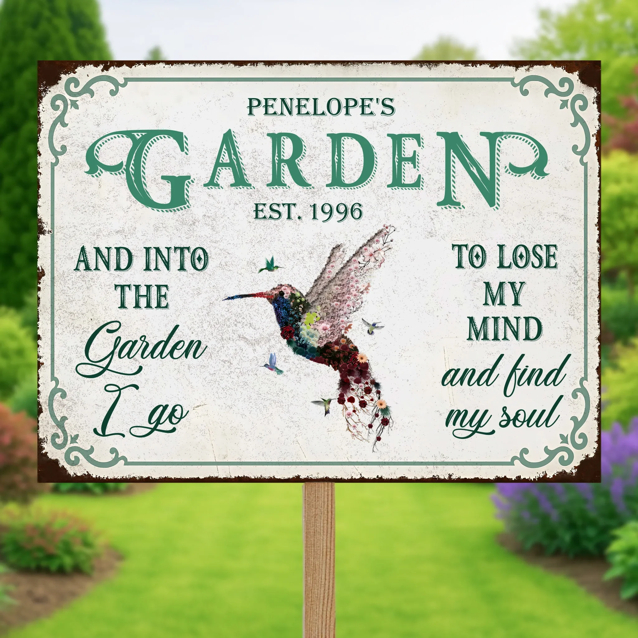 Personalized Aluminum Garden Sign "A garden is a heaven with stars made of flowers" - Image 3