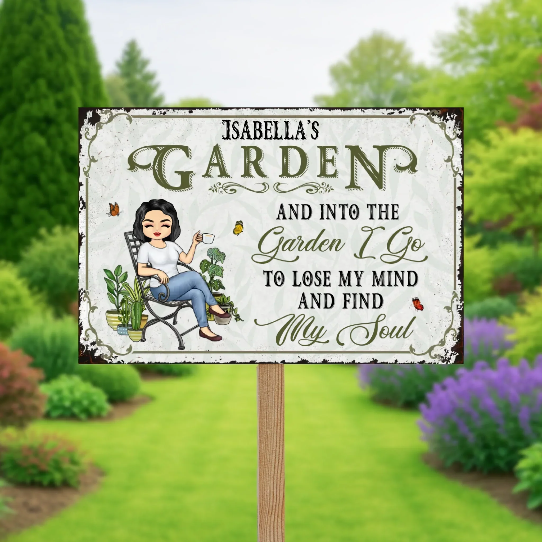 Personalized Aluminum Garden Sign "No weeds grow here, they are called companion plants"