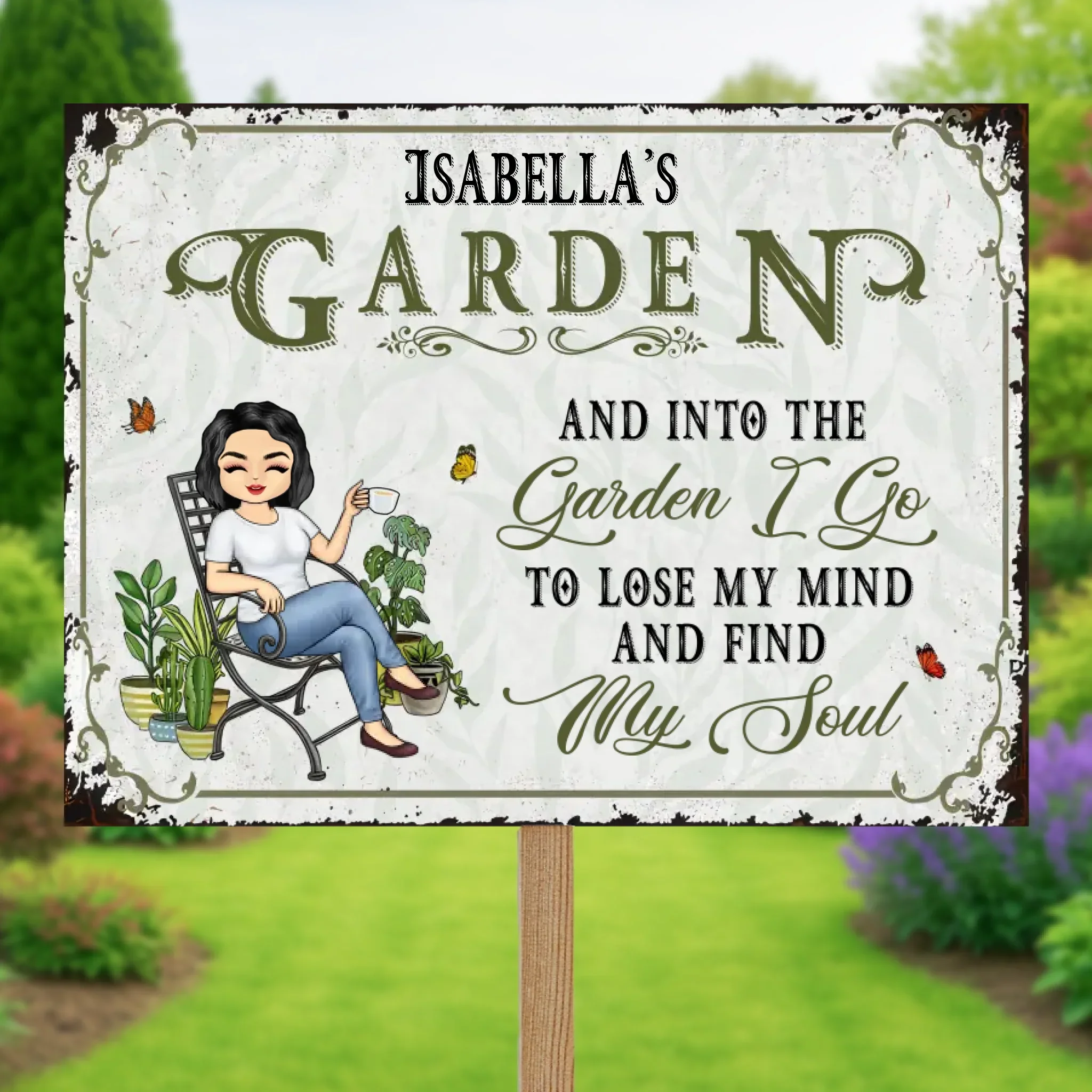 Personalized Aluminum Garden Sign "No weeds grow here, they are called companion plants" - Image 3