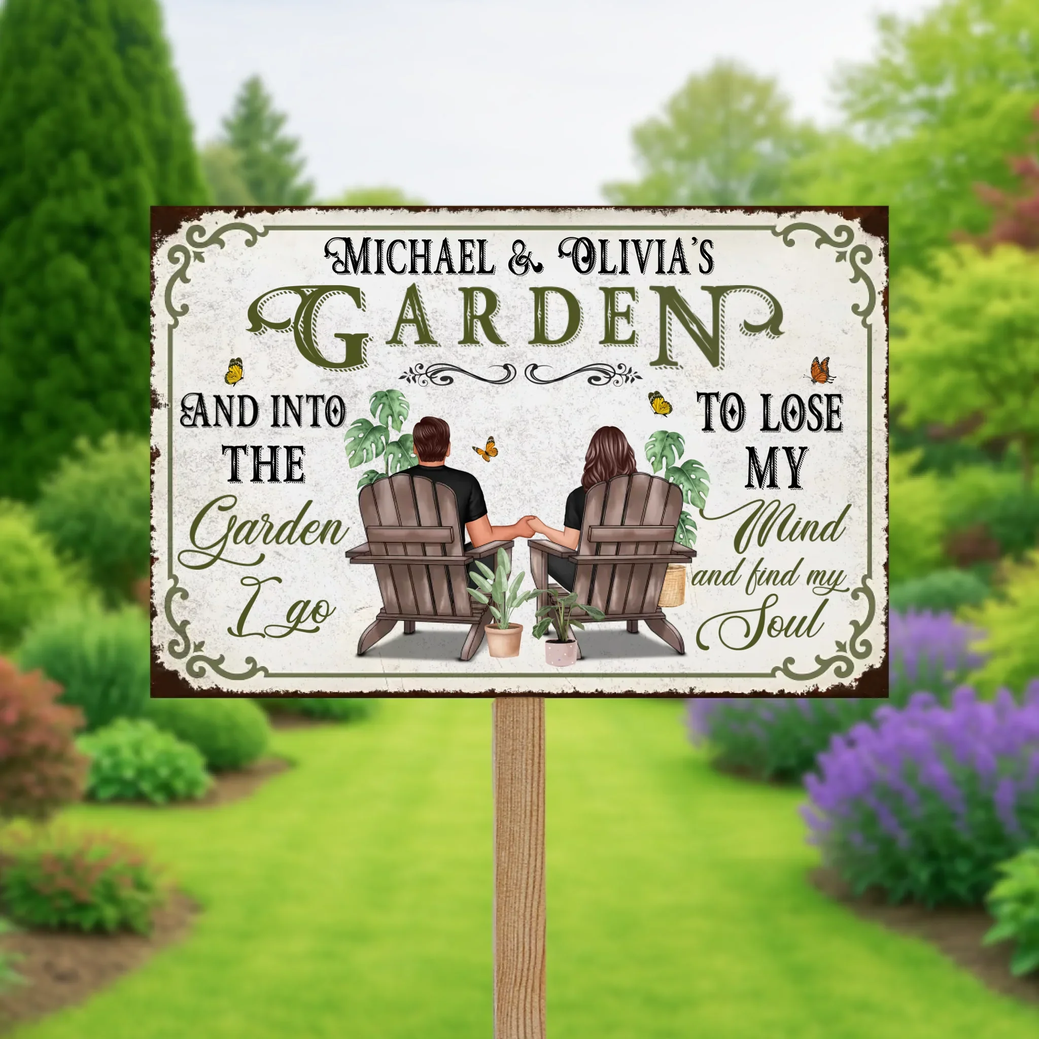Personalized Aluminum Garden Sign "Our Garden Together"