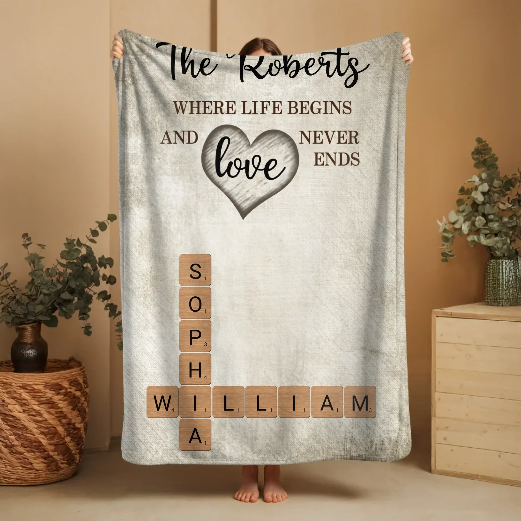 Personalized Blanket – A little bit of crazy, a little bit of loud and a hole lot of love - Crossword Art - Image 2