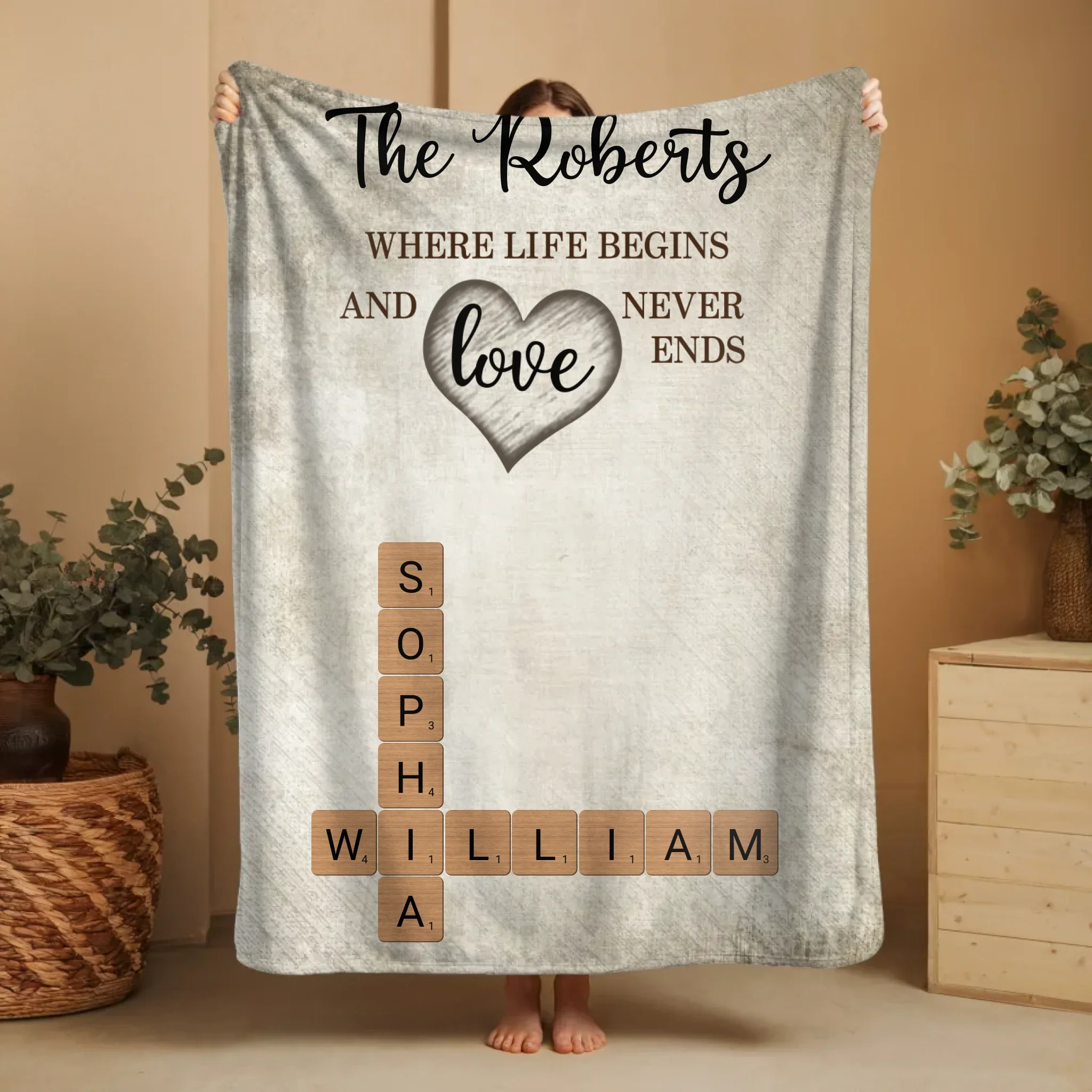 Personalized Blanket – A little bit of crazy, a little bit of loud and a hole lot of love - Crossword Art - Image 4