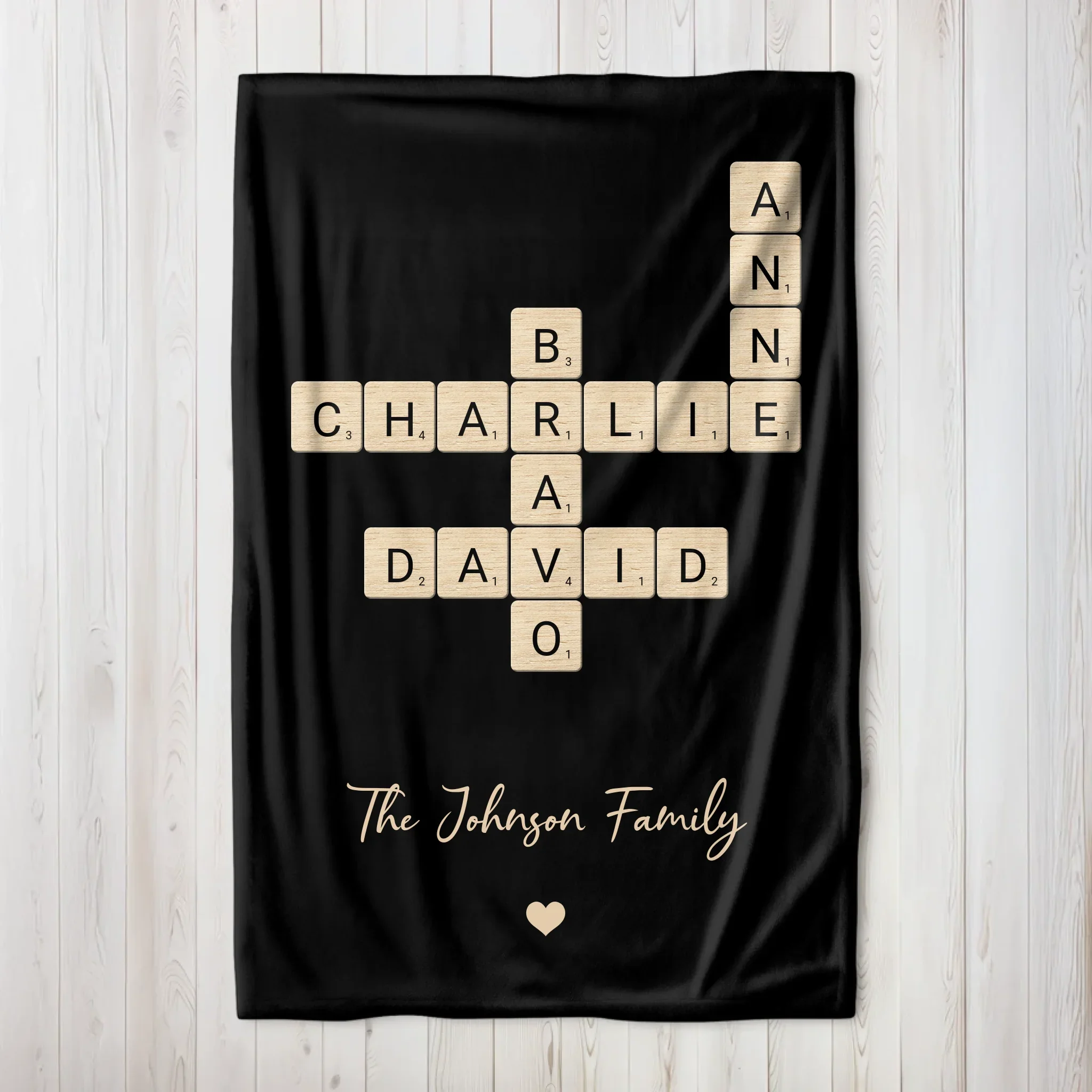 Personalized Blanket "Family Crossword Art"