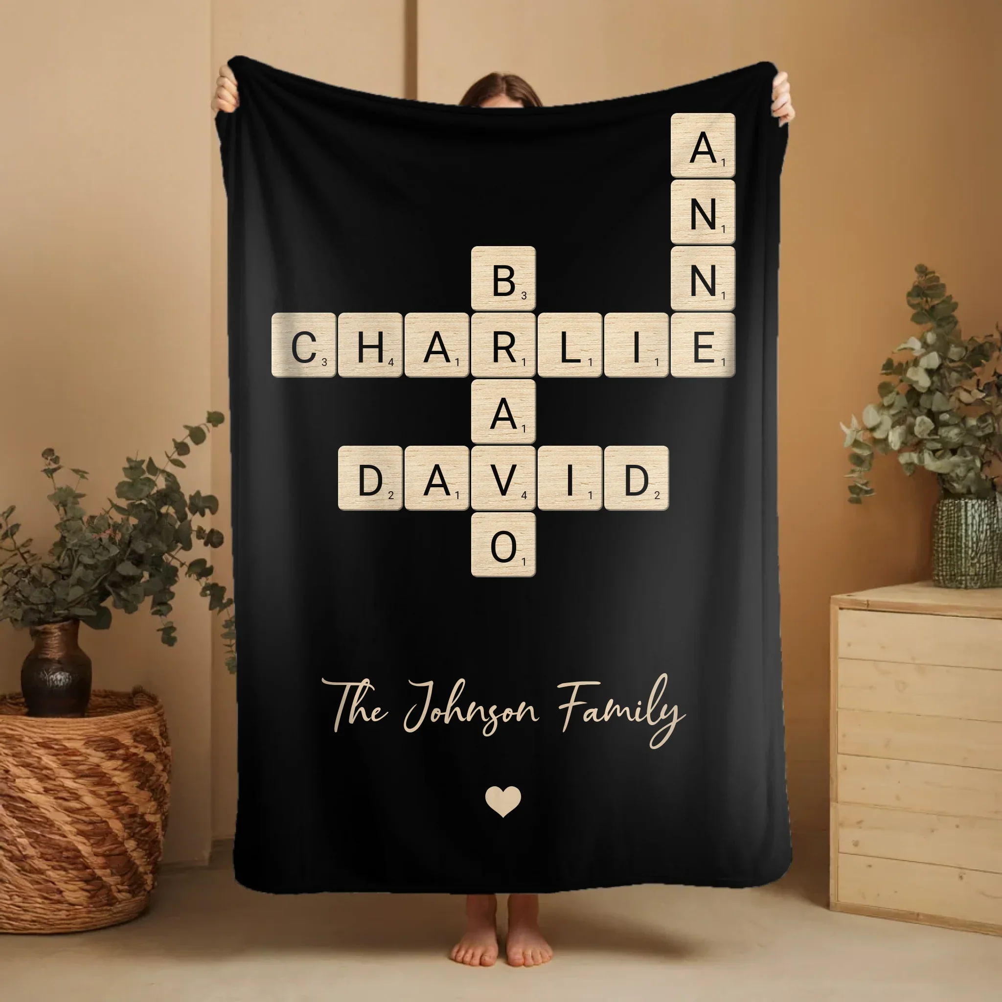 Personalized Blanket "Family Crossword Art" - Image 2