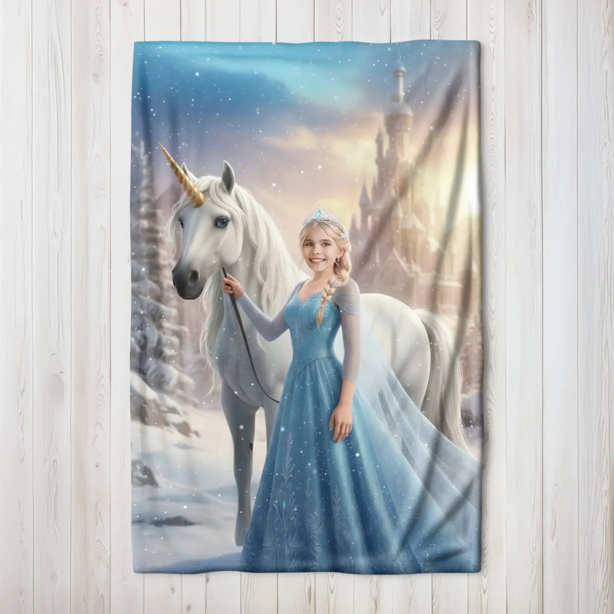 Personalized Blanket – Ice Queen Princess With White Horse