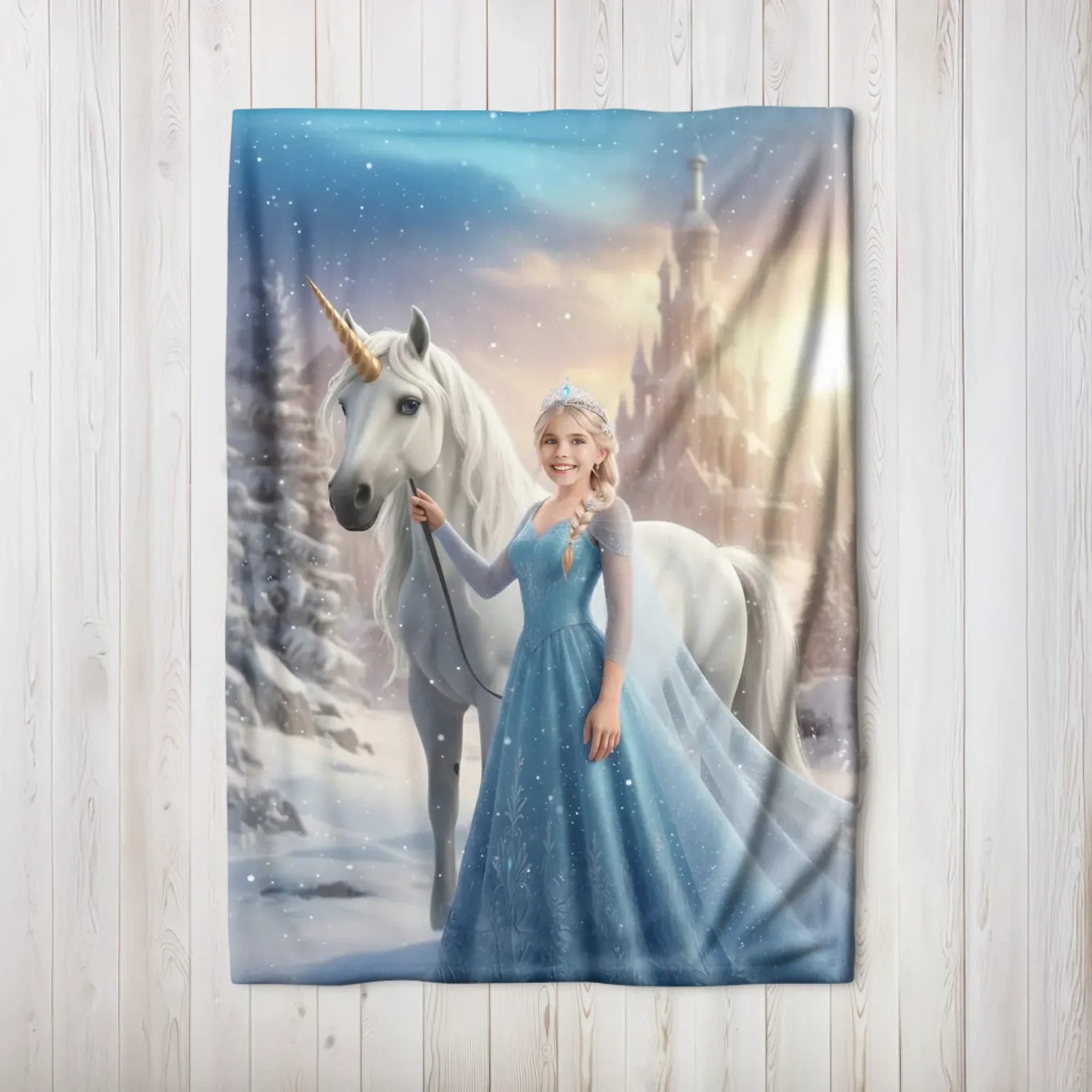 Personalized Blanket – Ice Queen Princess With White Horse - Image 8