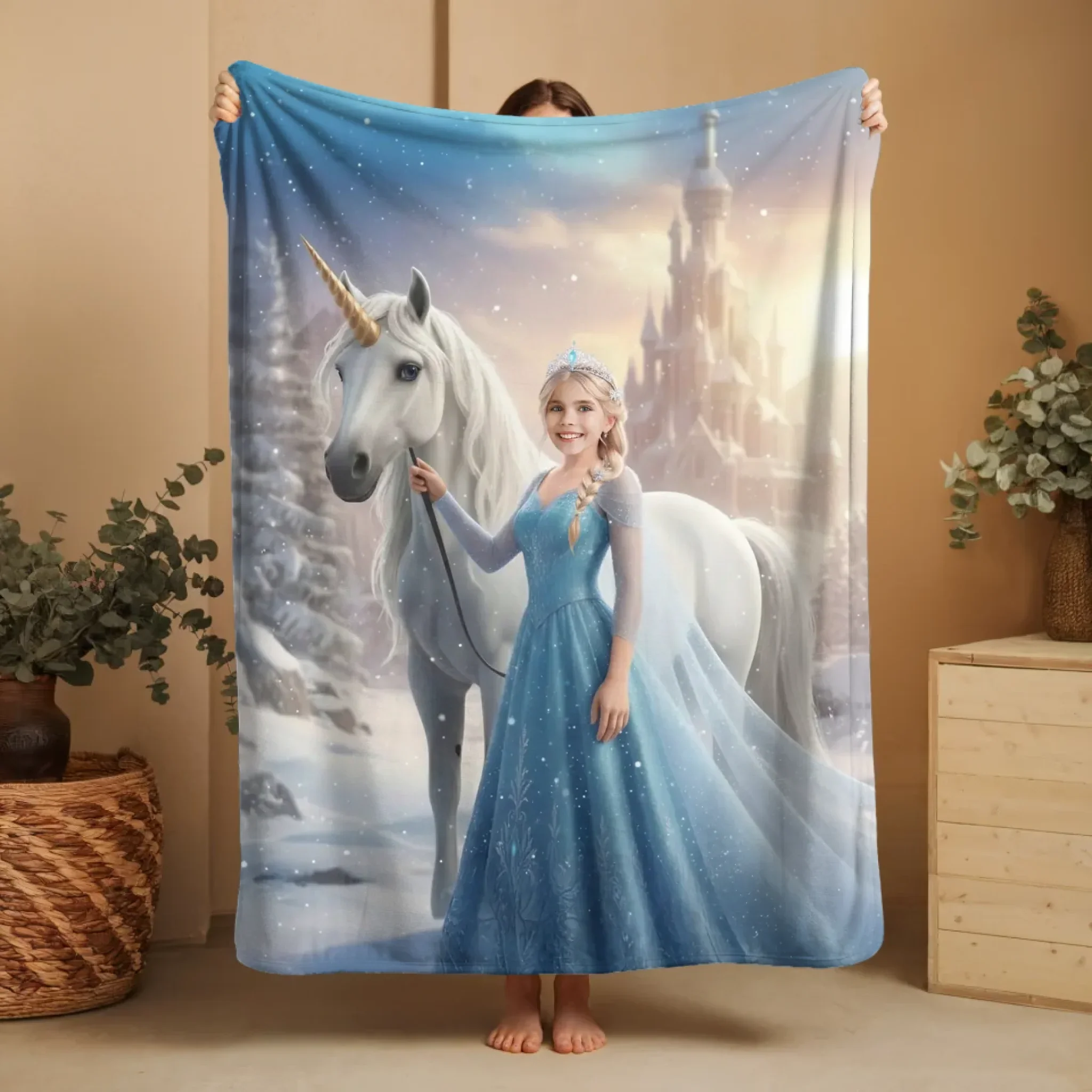 Personalized Blanket – Ice Queen Princess With White Horse - Image 9
