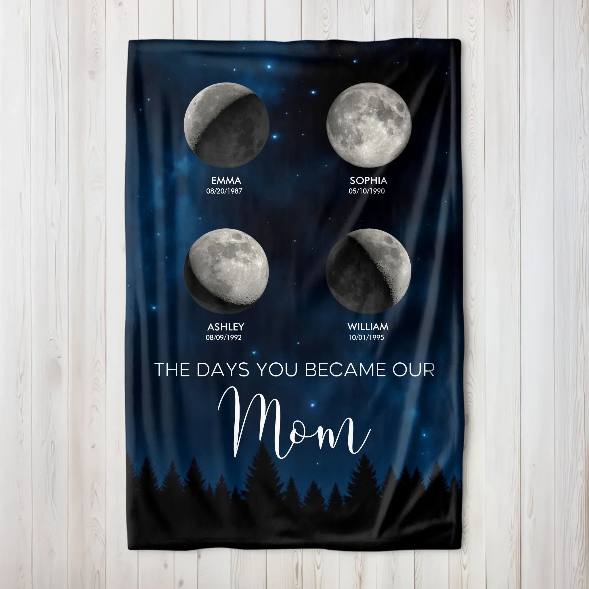 Personalized Blanket – Moon phase - The days you became our mom - vertical - Image 6