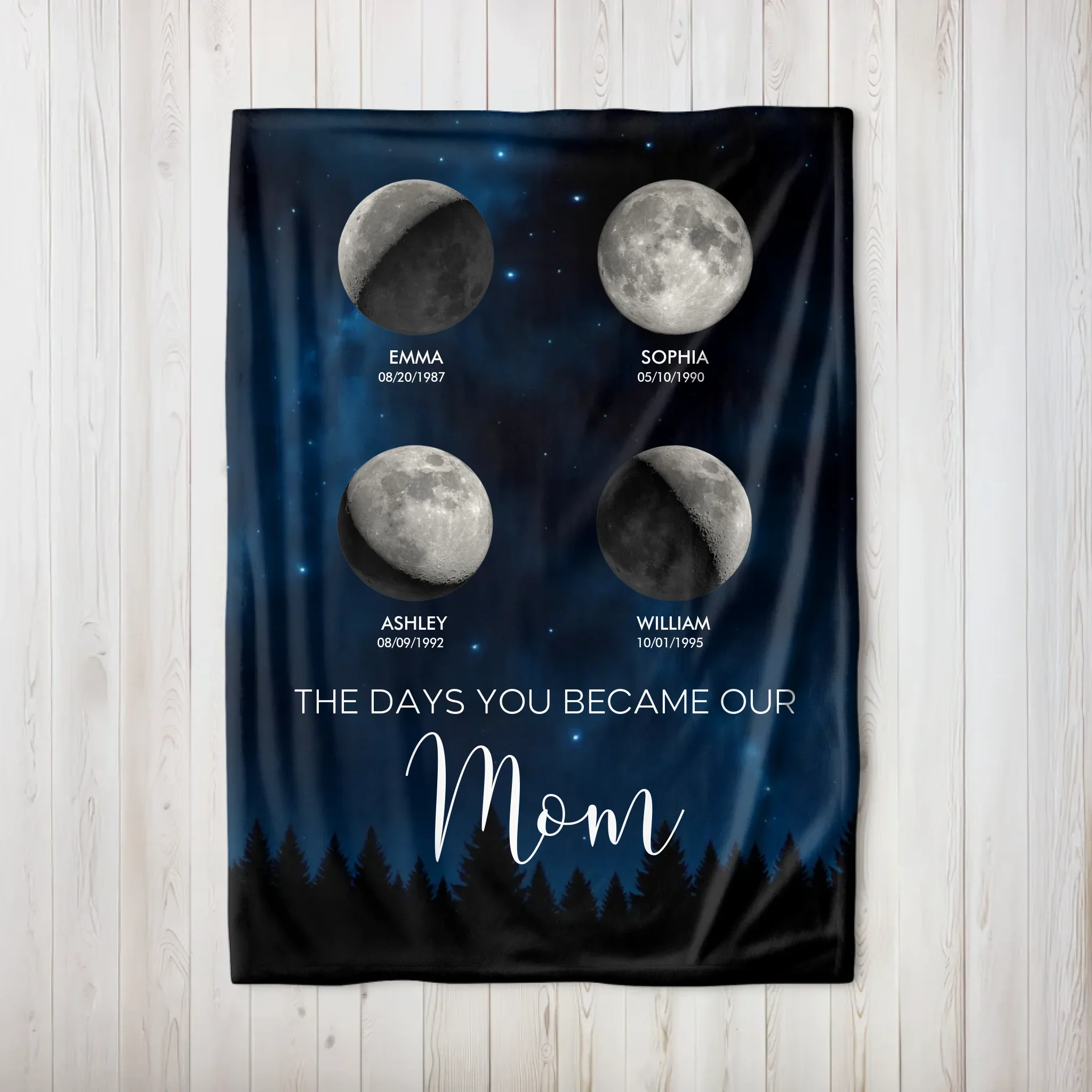 Personalized Blanket – Moon phase - The days you became our mom - vertical - Image 8