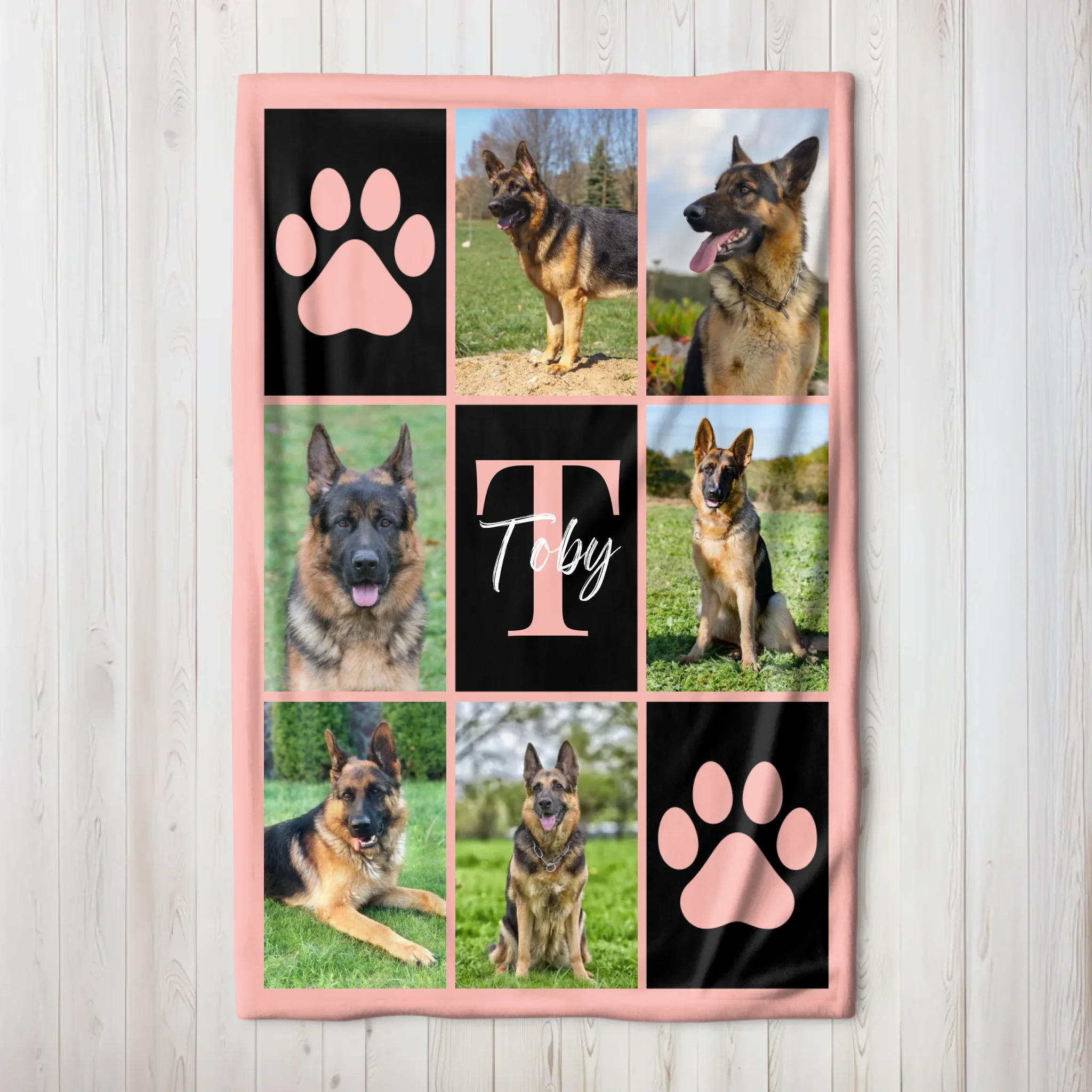 Personalized Blanket – Multicolored Pet Photo With Name And Initial