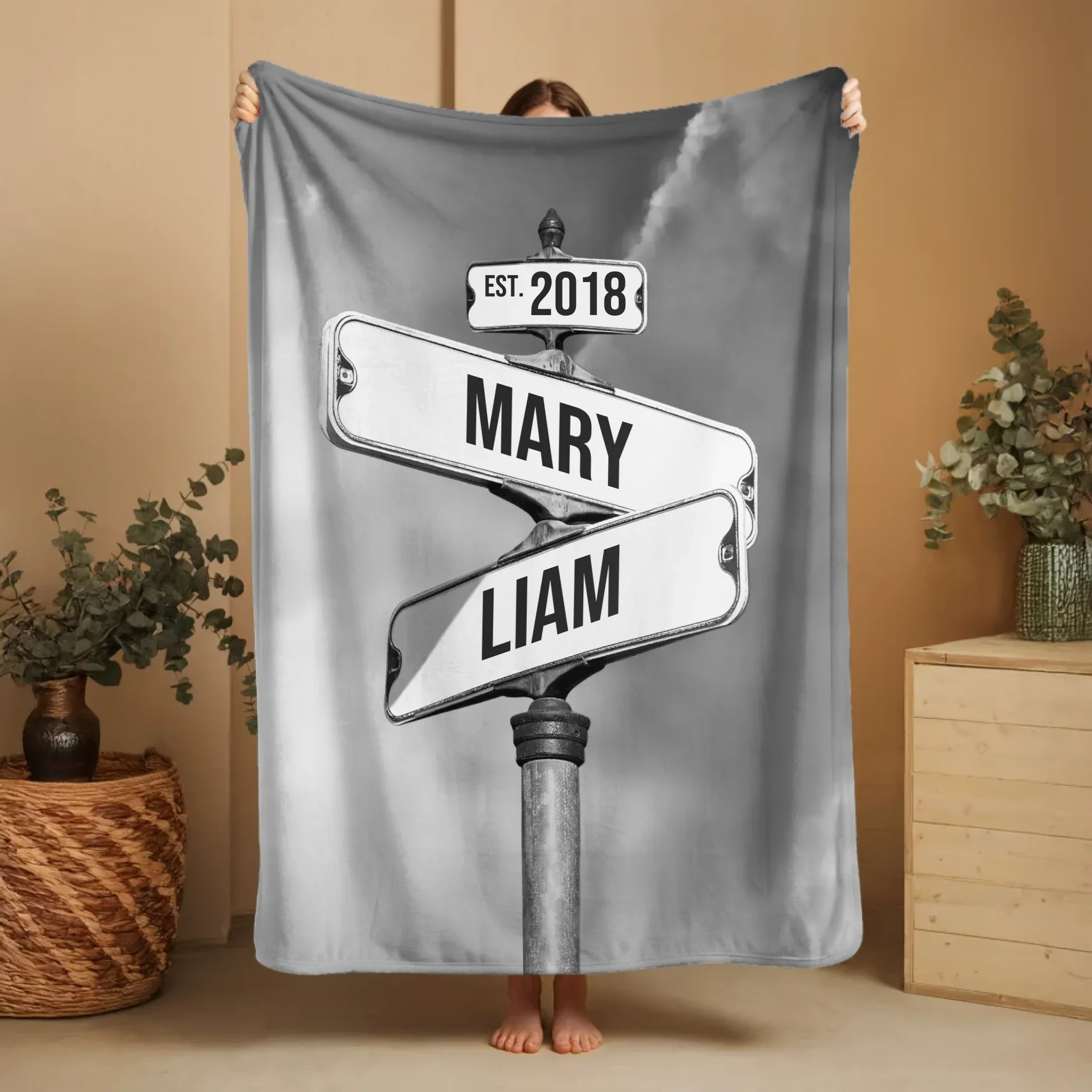 Personalized Blanket "Vintage Street Sign for couples" - Image 2
