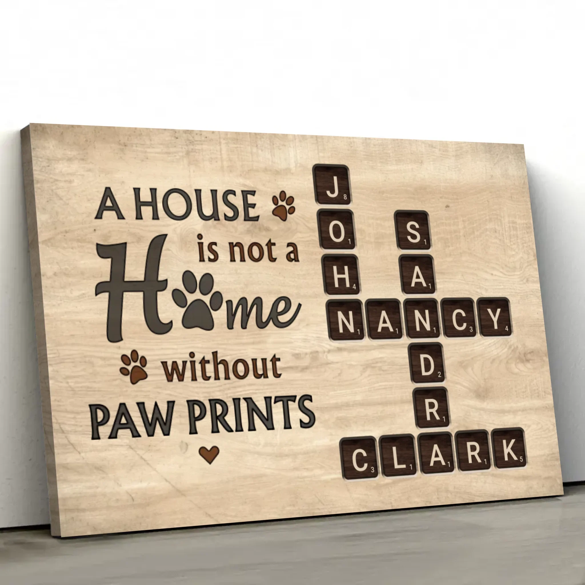 Personalized Canvas “A house is not a home without paw prints - wooden look" - Image 2