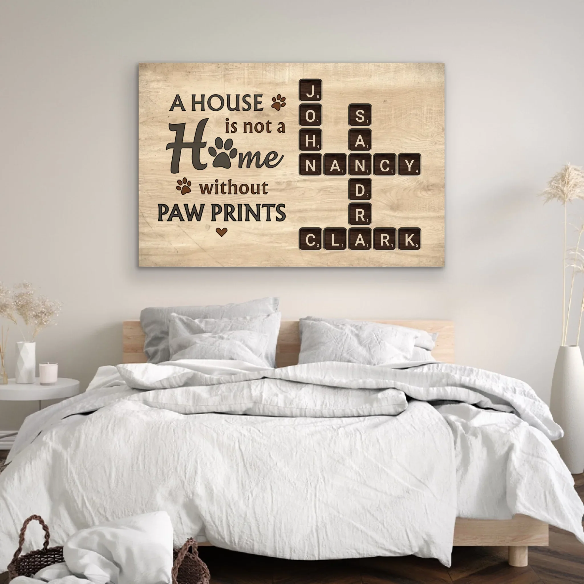 Personalized Canvas “A house is not a home without paw prints - wooden look" - Image 3