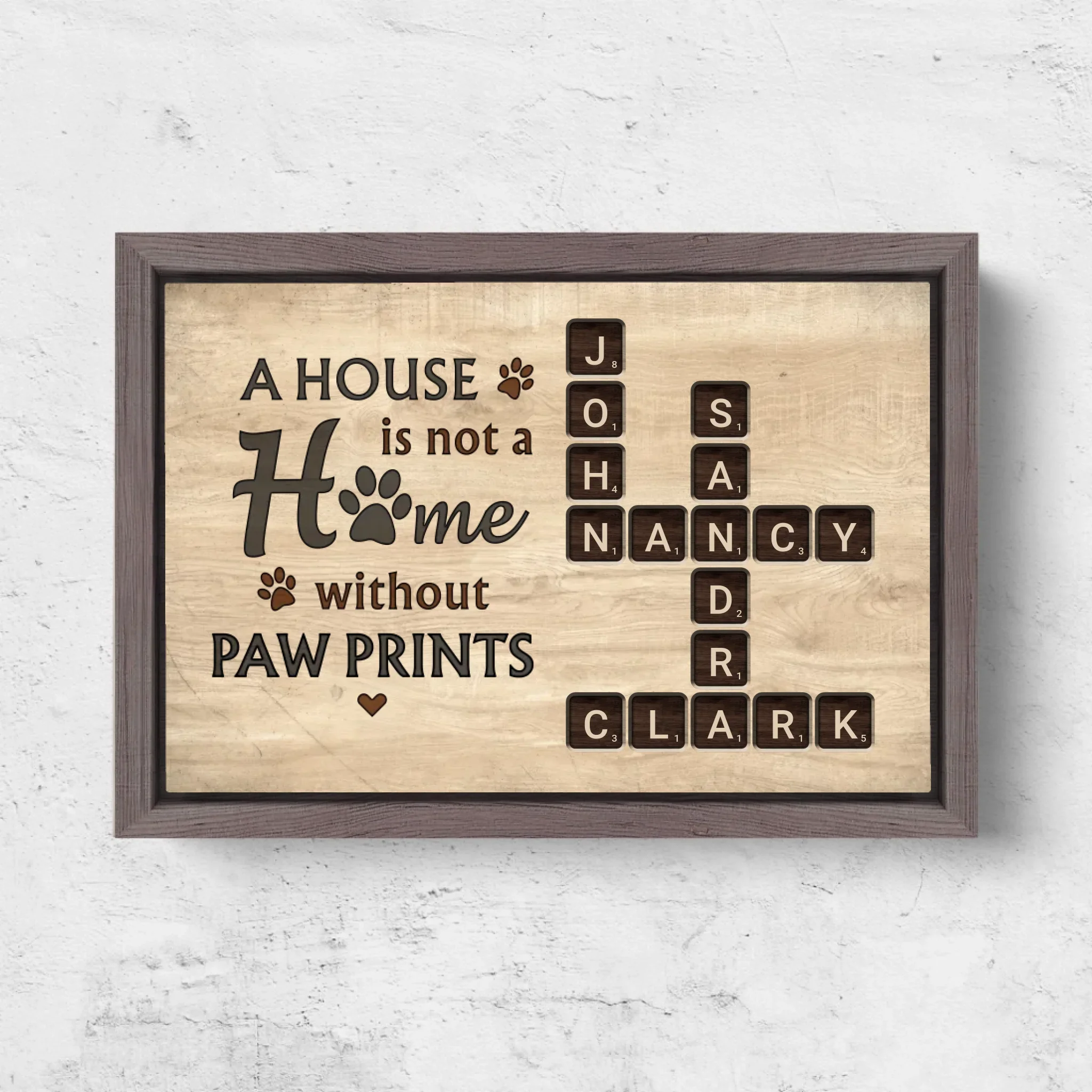 Personalized Canvas “A house is not a home without paw prints - wooden look" - Image 6