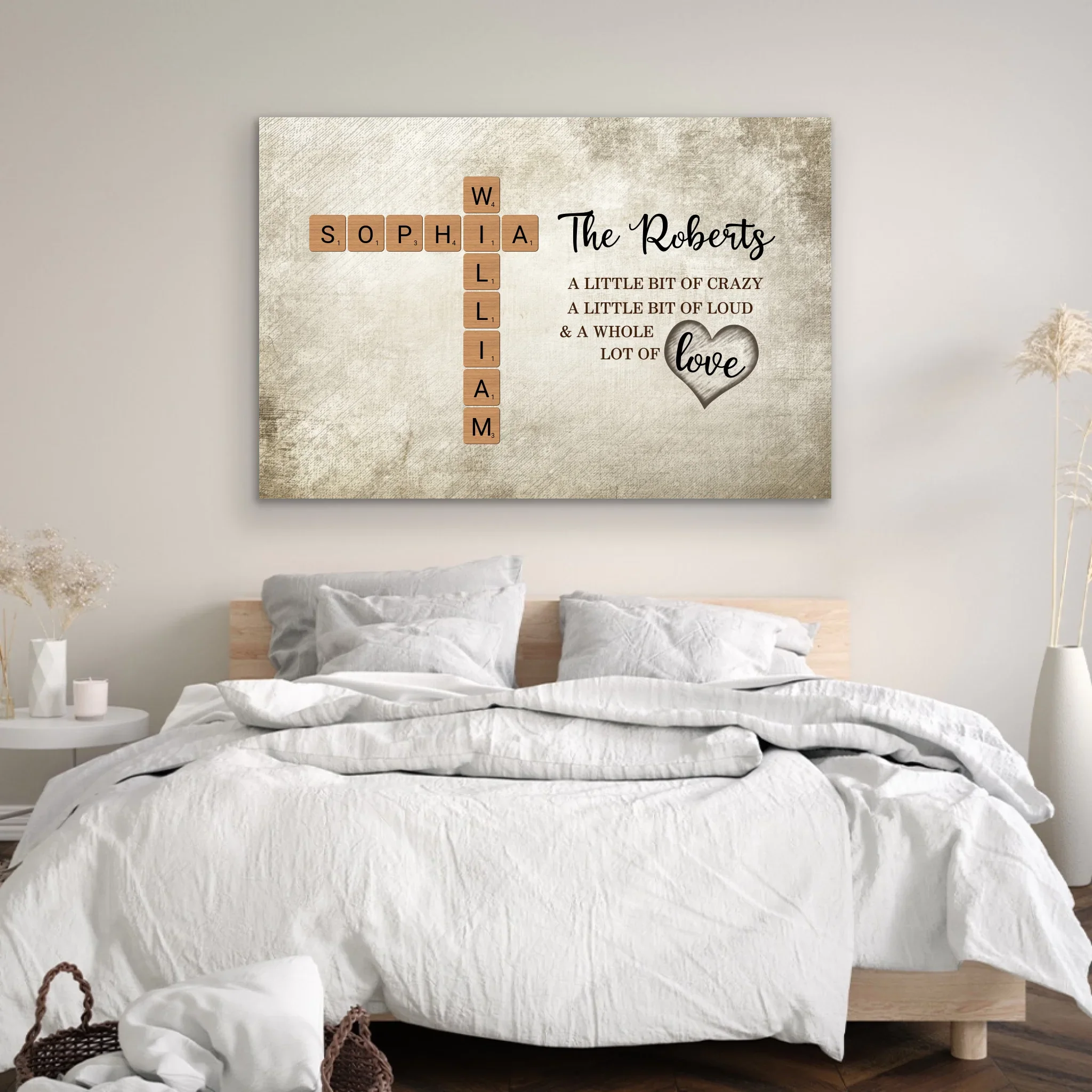 Personalized Canvas "A little bit of crazy, a little bit of loud and a hole lot of love - Crossword Art" - Image 3