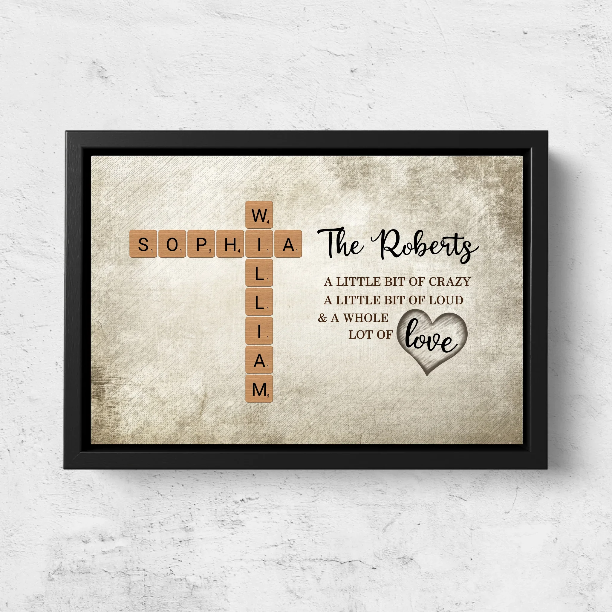 Personalized Canvas "A little bit of crazy, a little bit of loud and a hole lot of love - Crossword Art" - Image 5