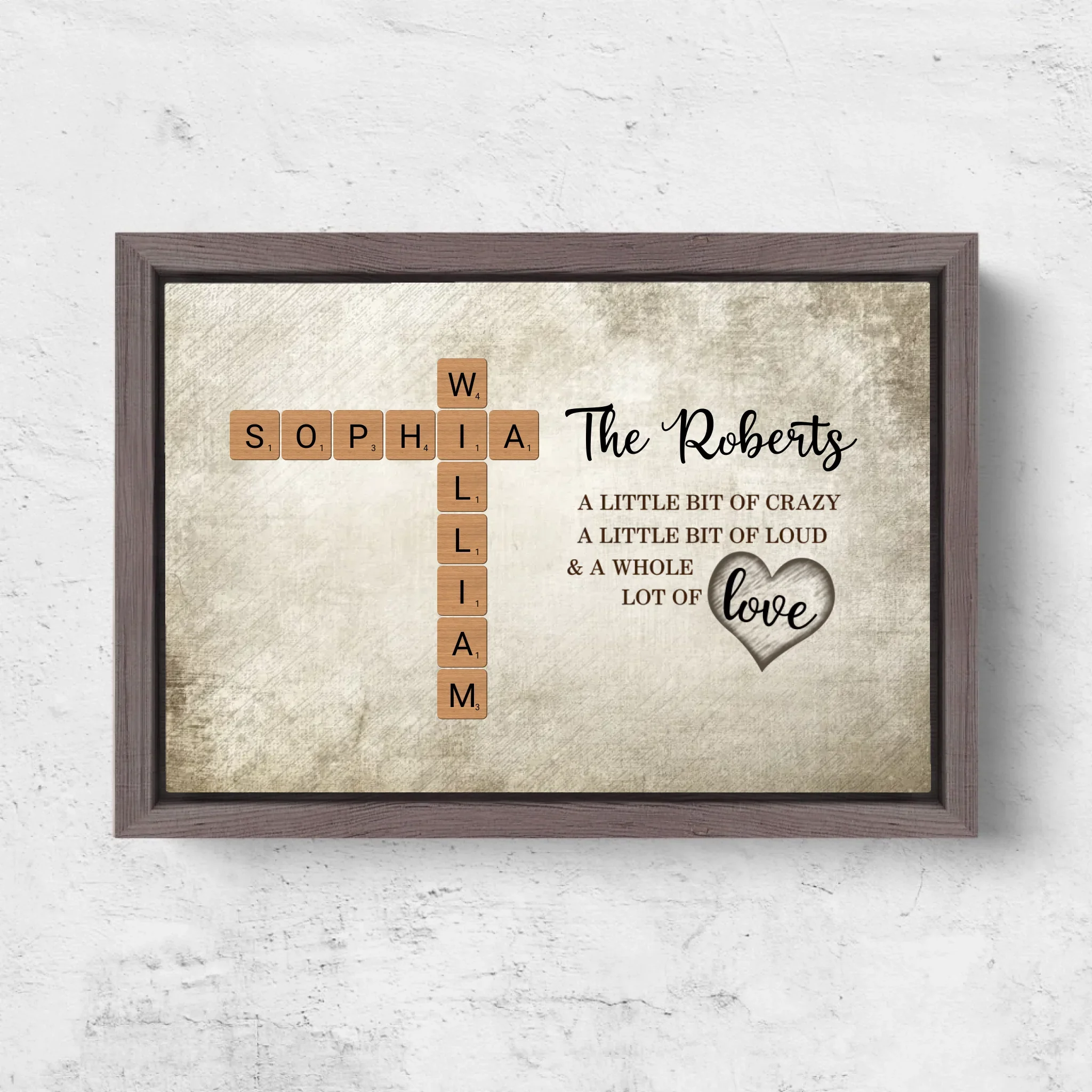 Personalized Canvas "A little bit of crazy, a little bit of loud and a hole lot of love - Crossword Art" - Image 6
