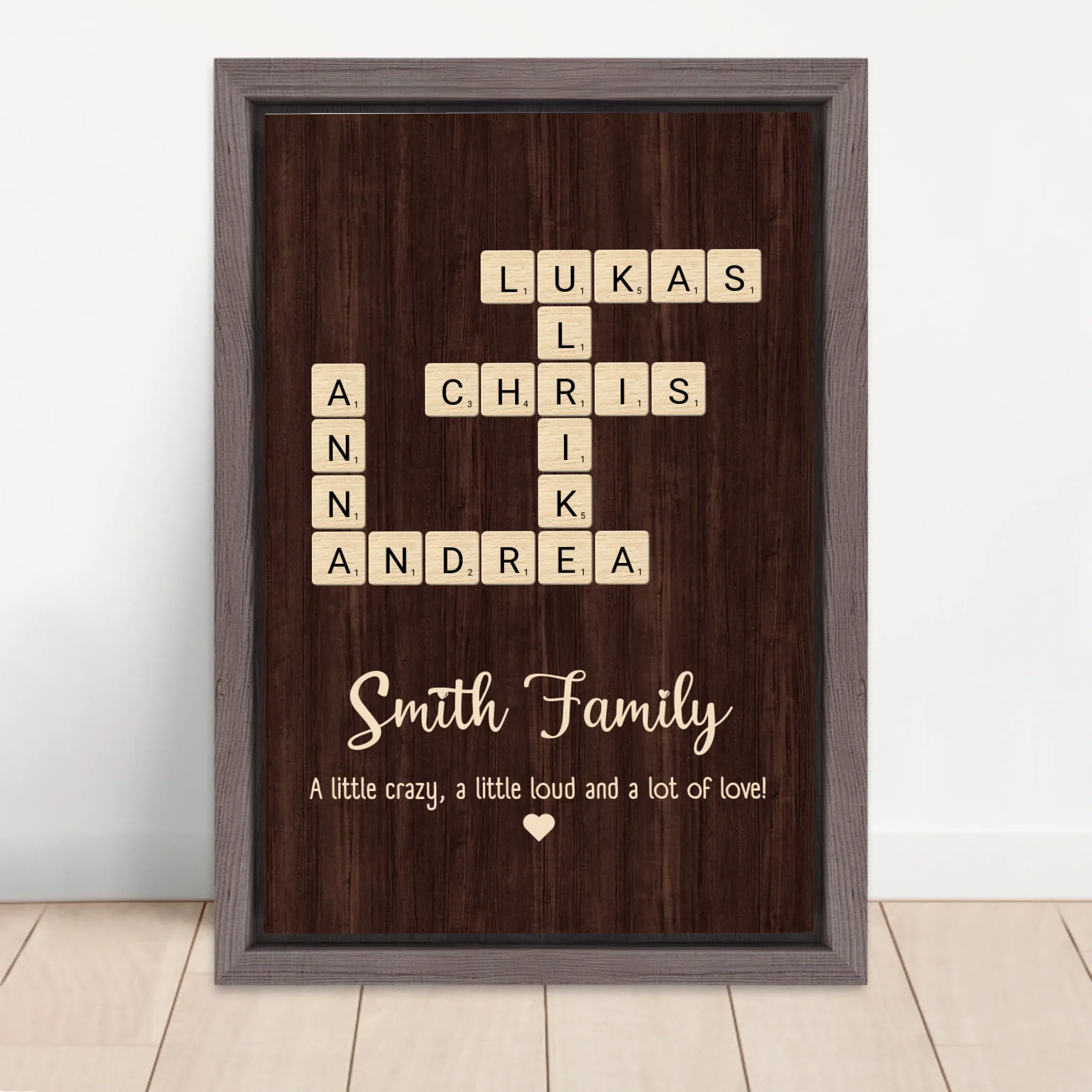 Personalized Canvas "A little bit of crazy, a little bit of loud and a hole lot of love - Vertical Crossword Art" - Image 5