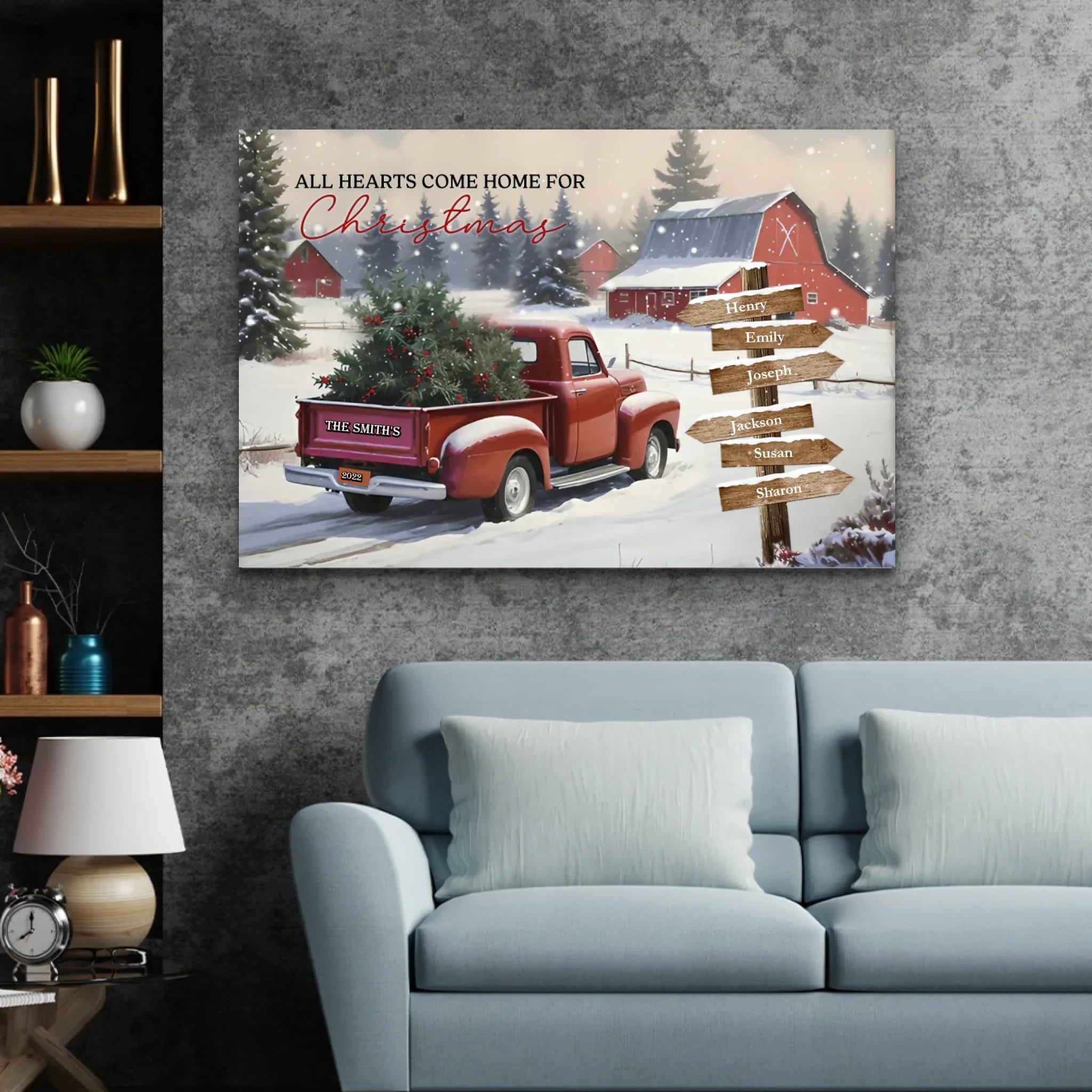 Personalized Canvas – All Hearts Come Home for Christmas - Image 4