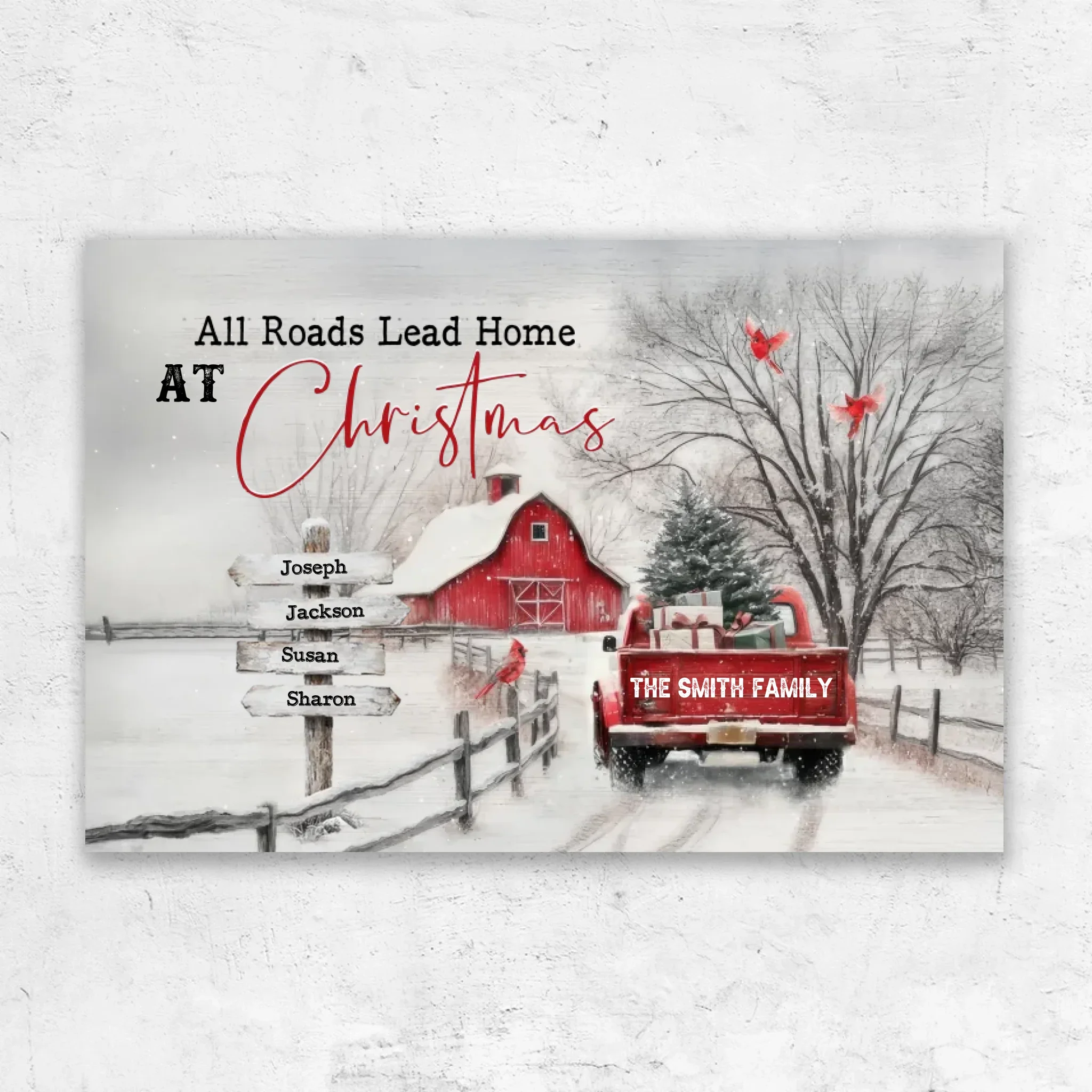 Personalized Canvas – All Roads Lead Home at Christmas