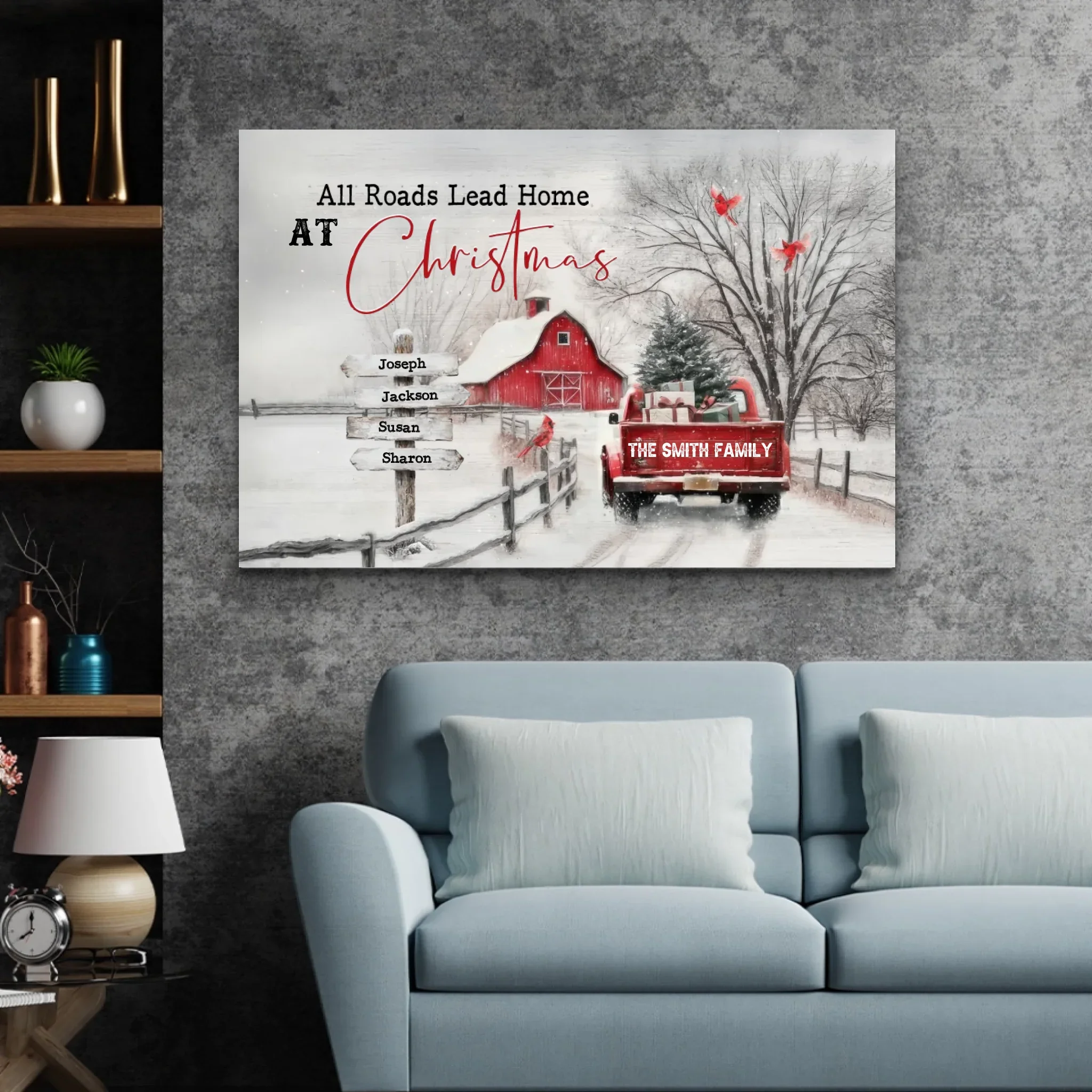 Personalized Canvas – All Roads Lead Home at Christmas - Image 4