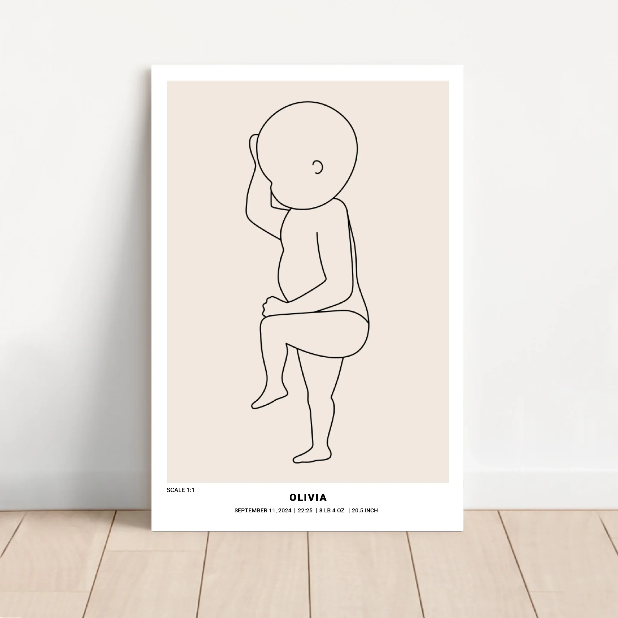 Personalized Canvas – Baby Birth Line Art
