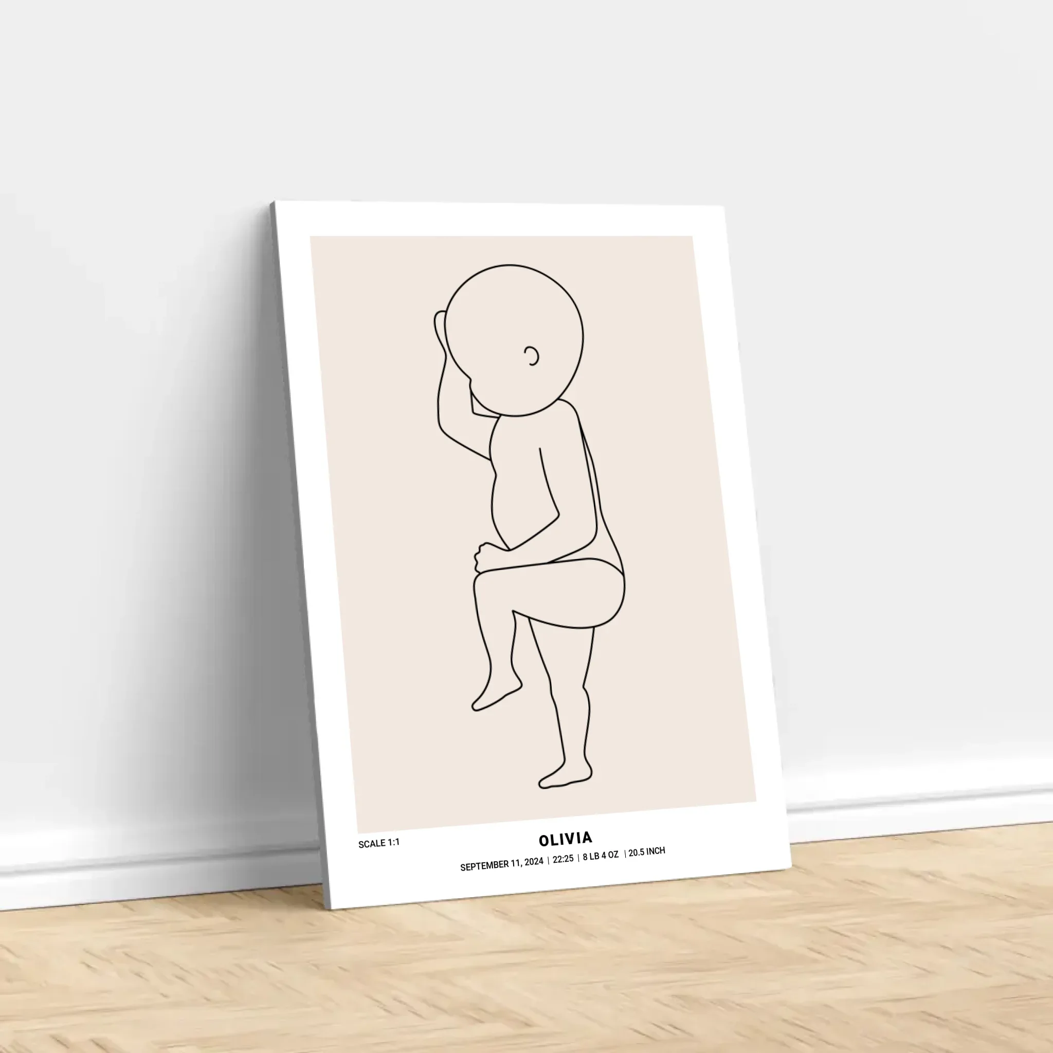Personalized Canvas – Baby Birth Line Art - Image 2