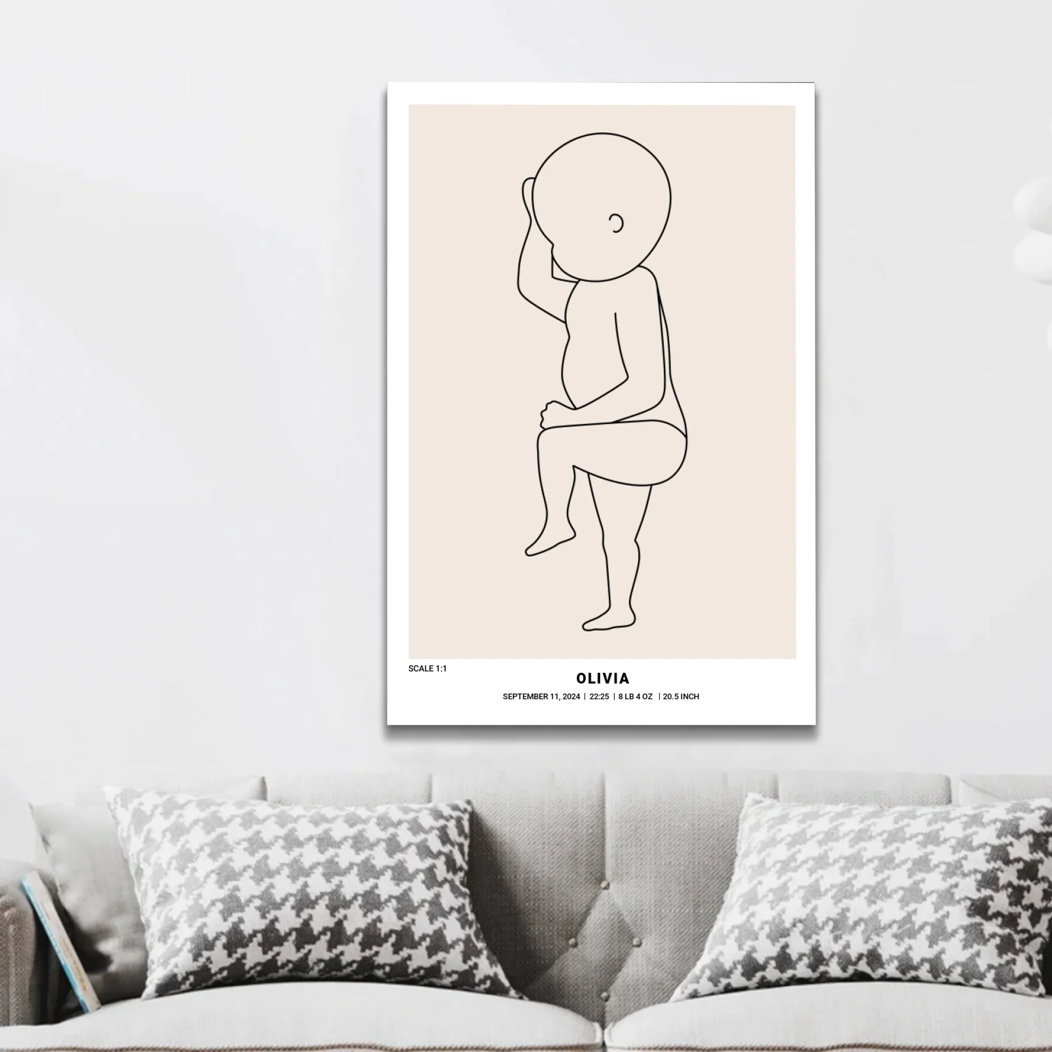 Personalized Canvas – Baby Birth Line Art - Image 3