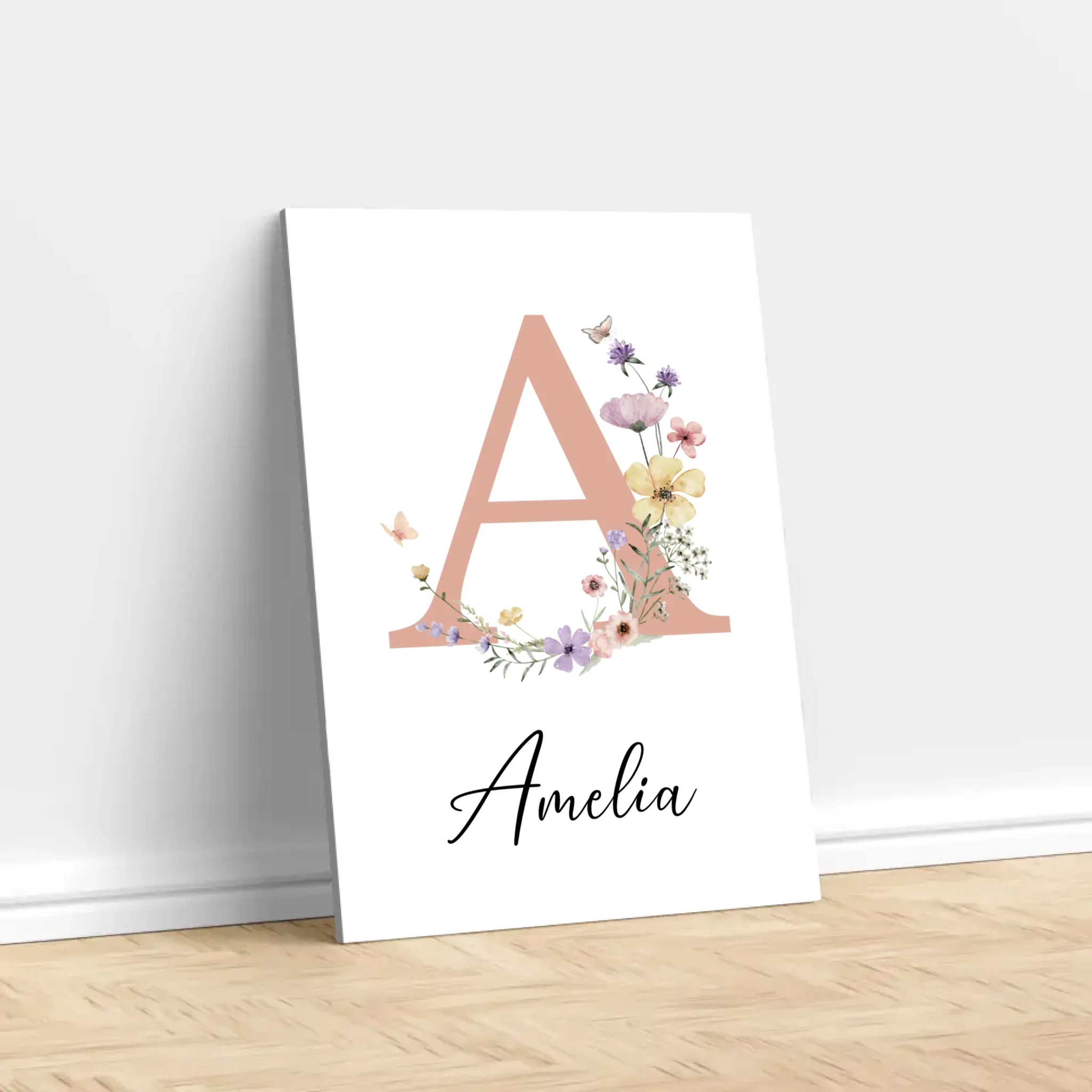 Personalized Canvas – Baby Floral Initial Name Sign - Image 2
