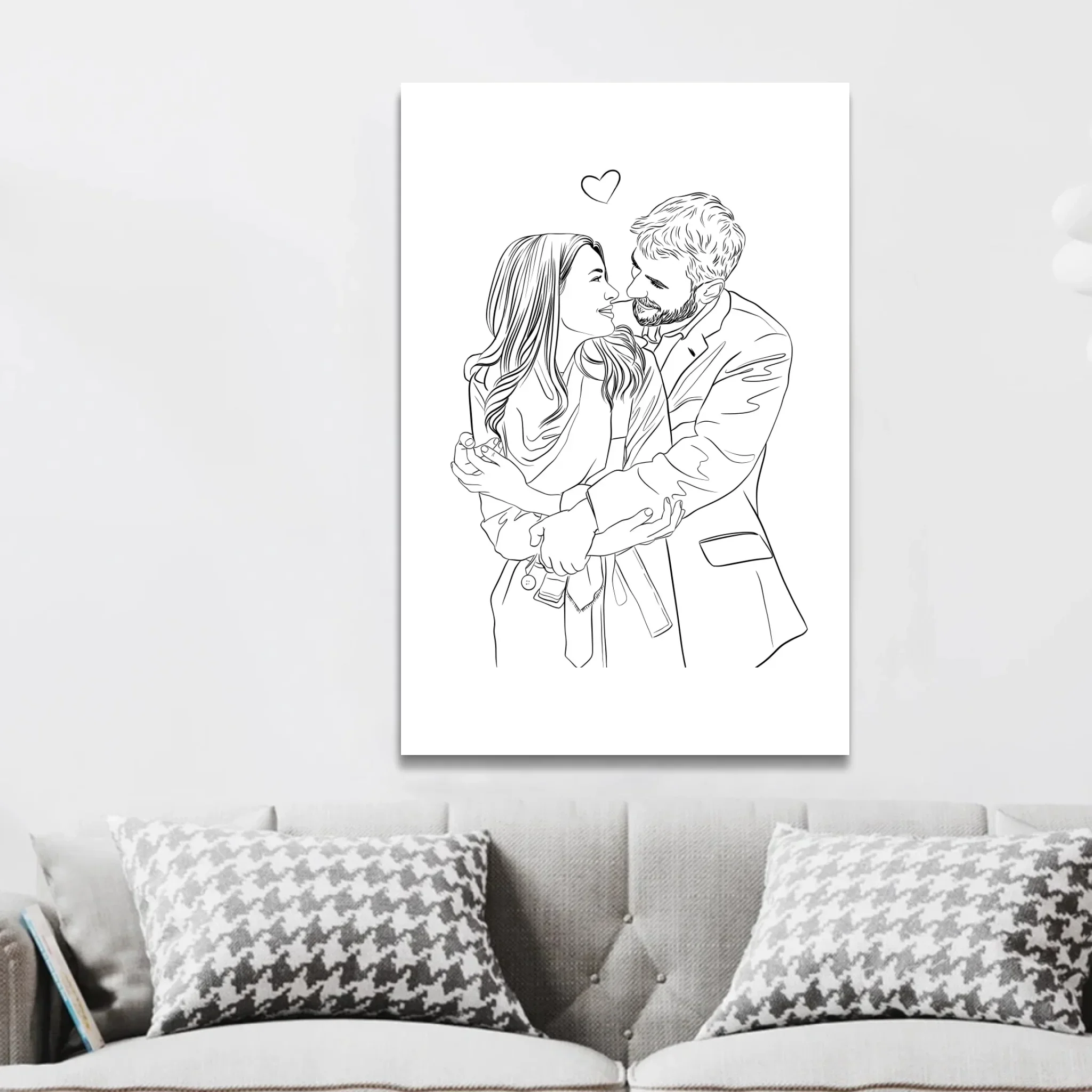 Personalized Canvas – Couple Line Art Drawing - Image 3