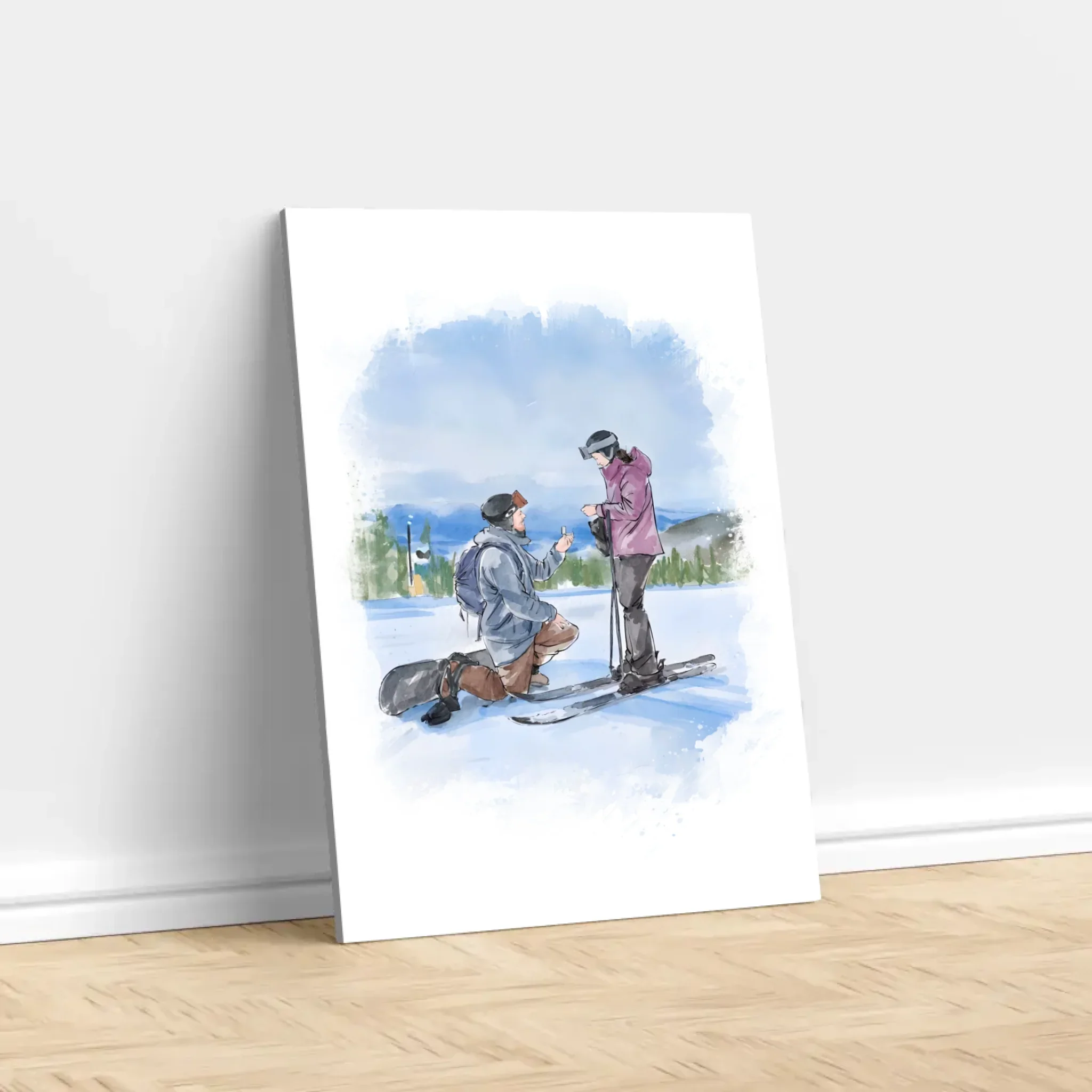 Personalized Canvas – Couple Watercolor Art From Photo - Image 2