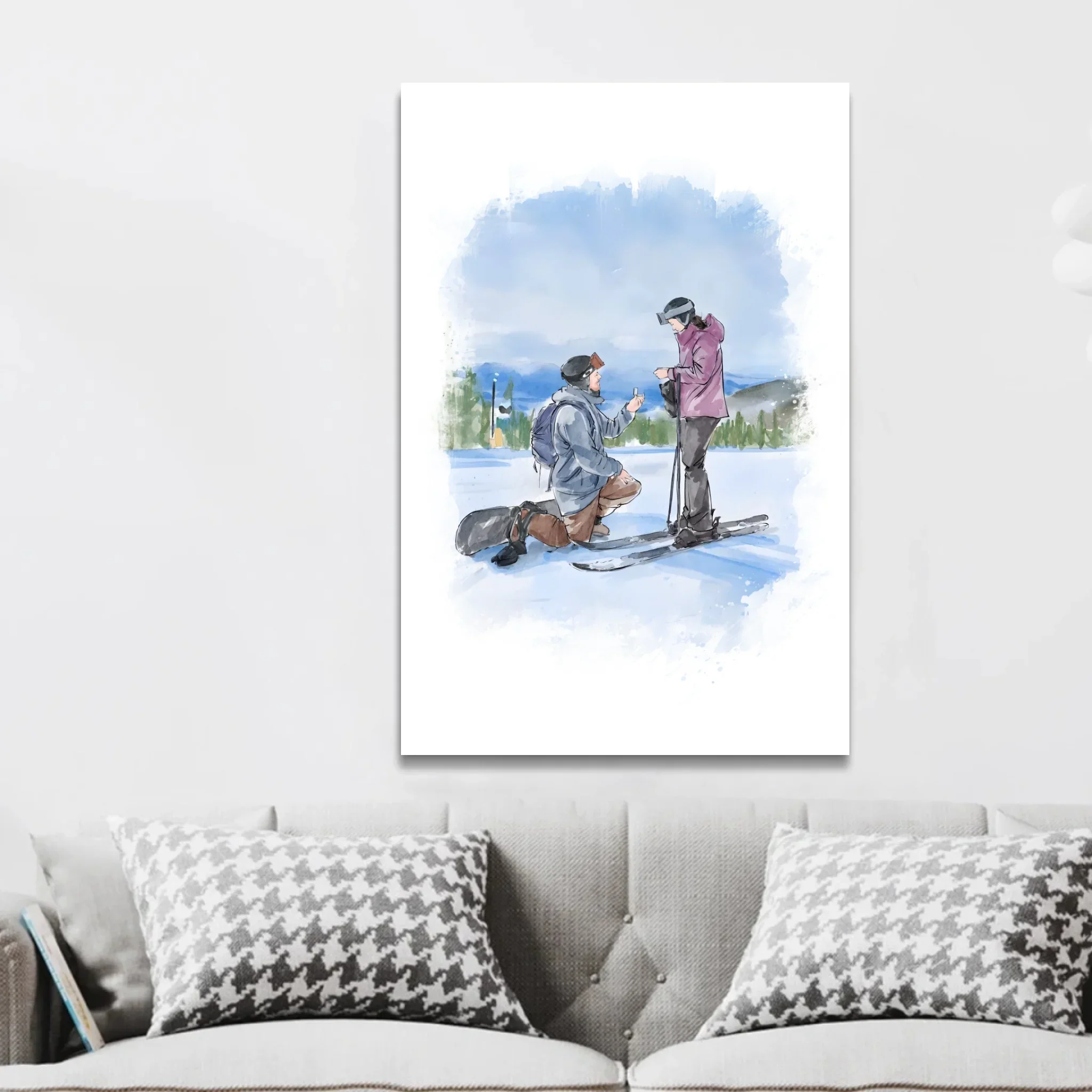 Personalized Canvas – Couple Watercolor Art From Photo - Image 3