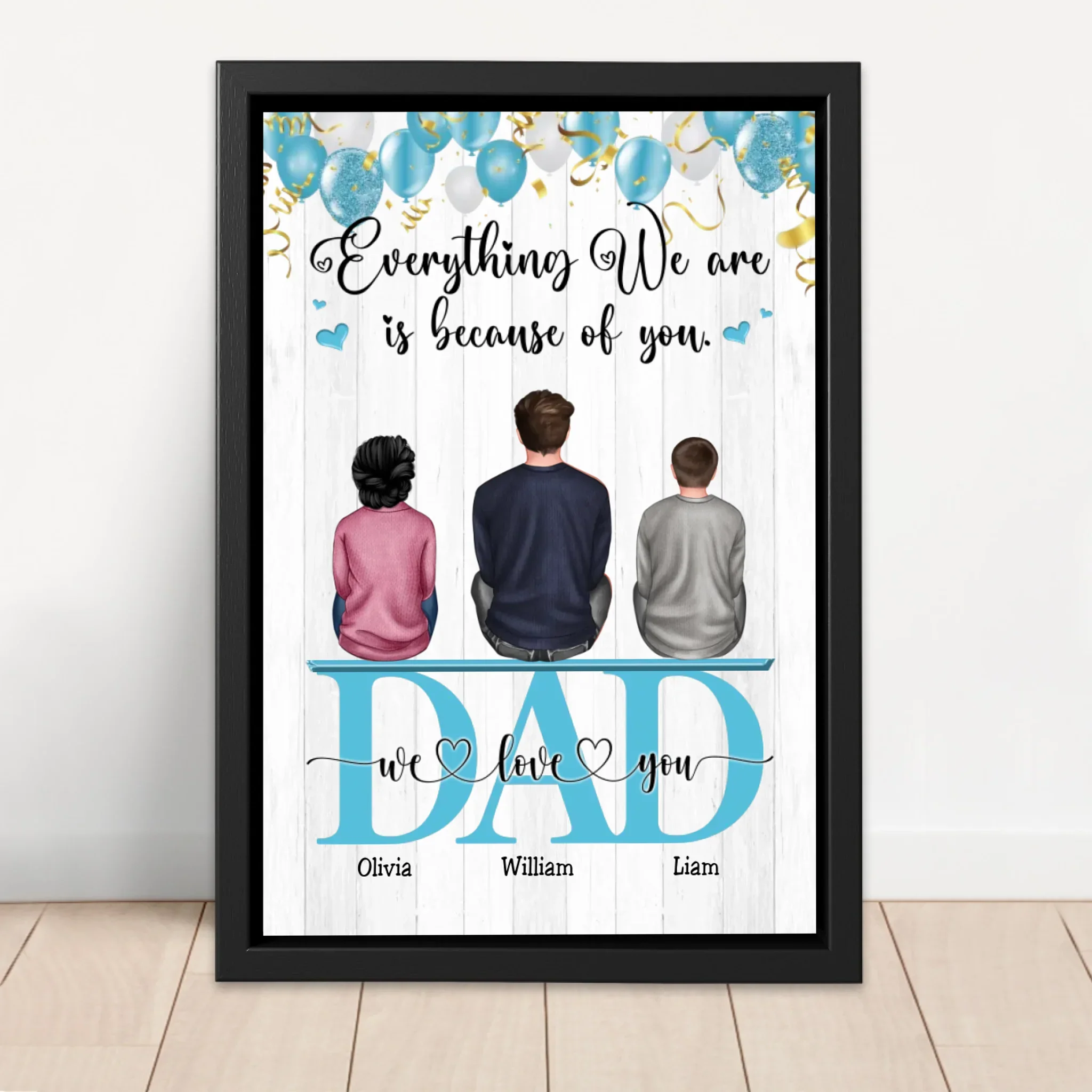Personalized Canvas "Everything We Are Because Of You - A gift for Dad" - Image 4