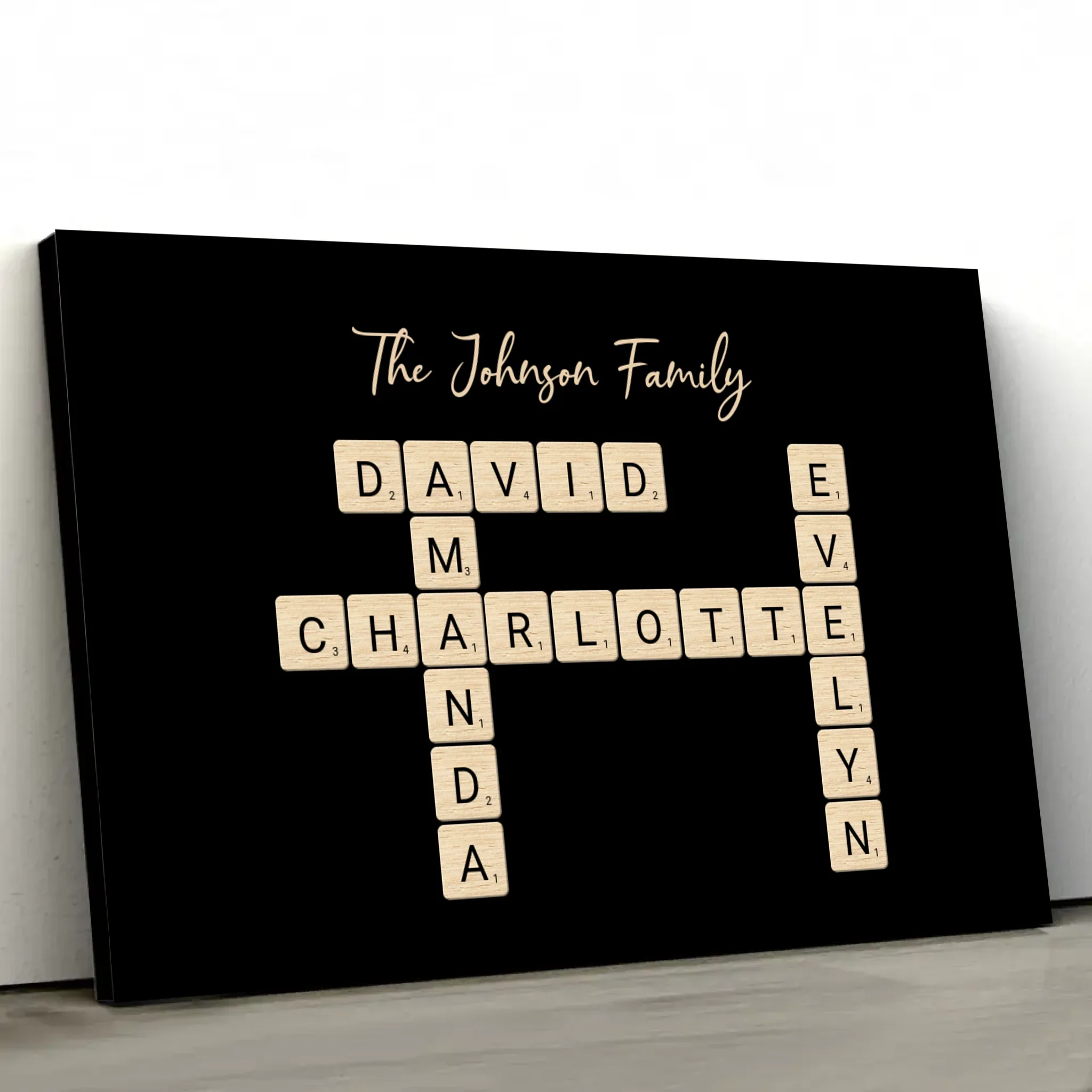 Personalized canvas “Family crossword puzzle - Horizontal” - Image 2