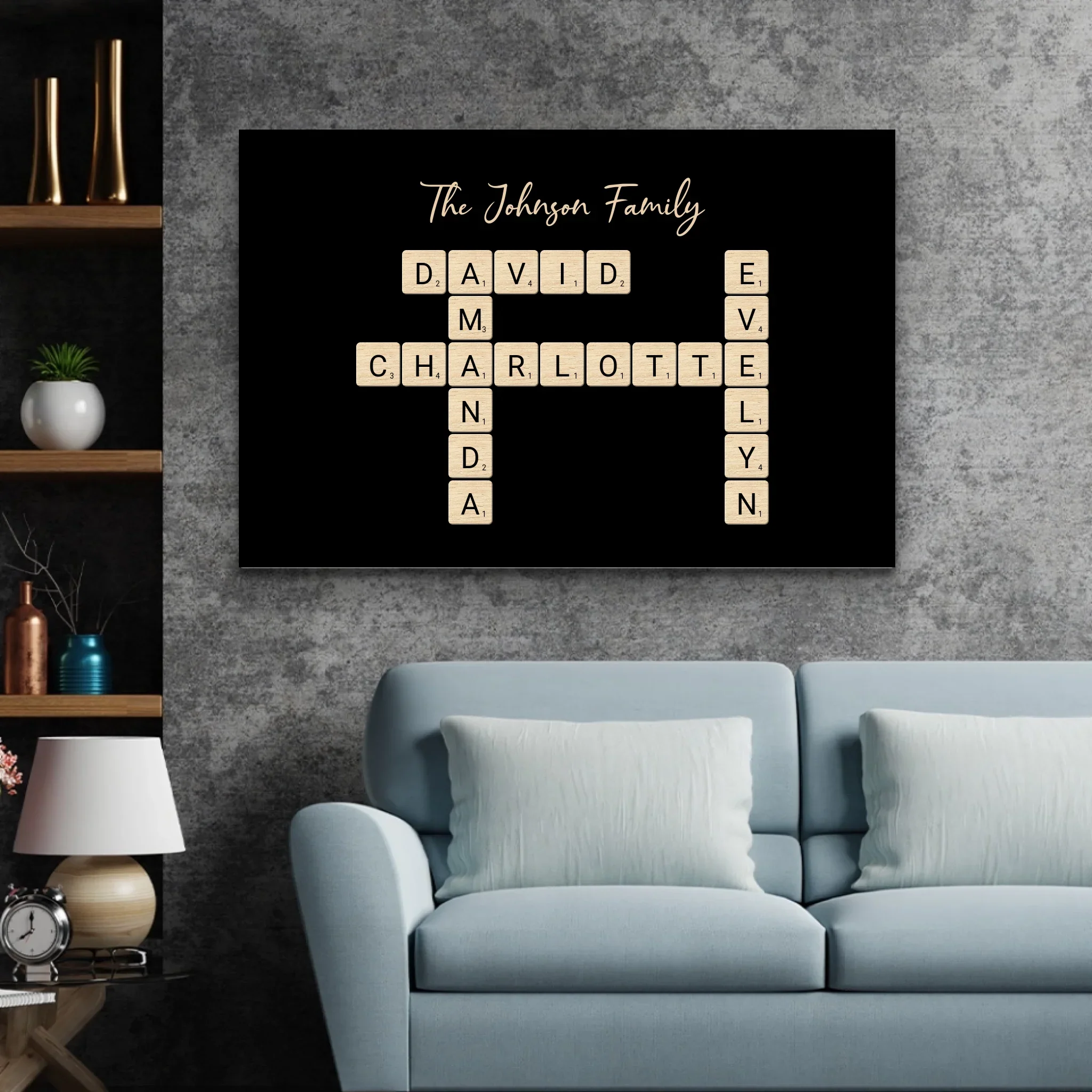 Personalized canvas “Family crossword puzzle - Horizontal” - Image 4