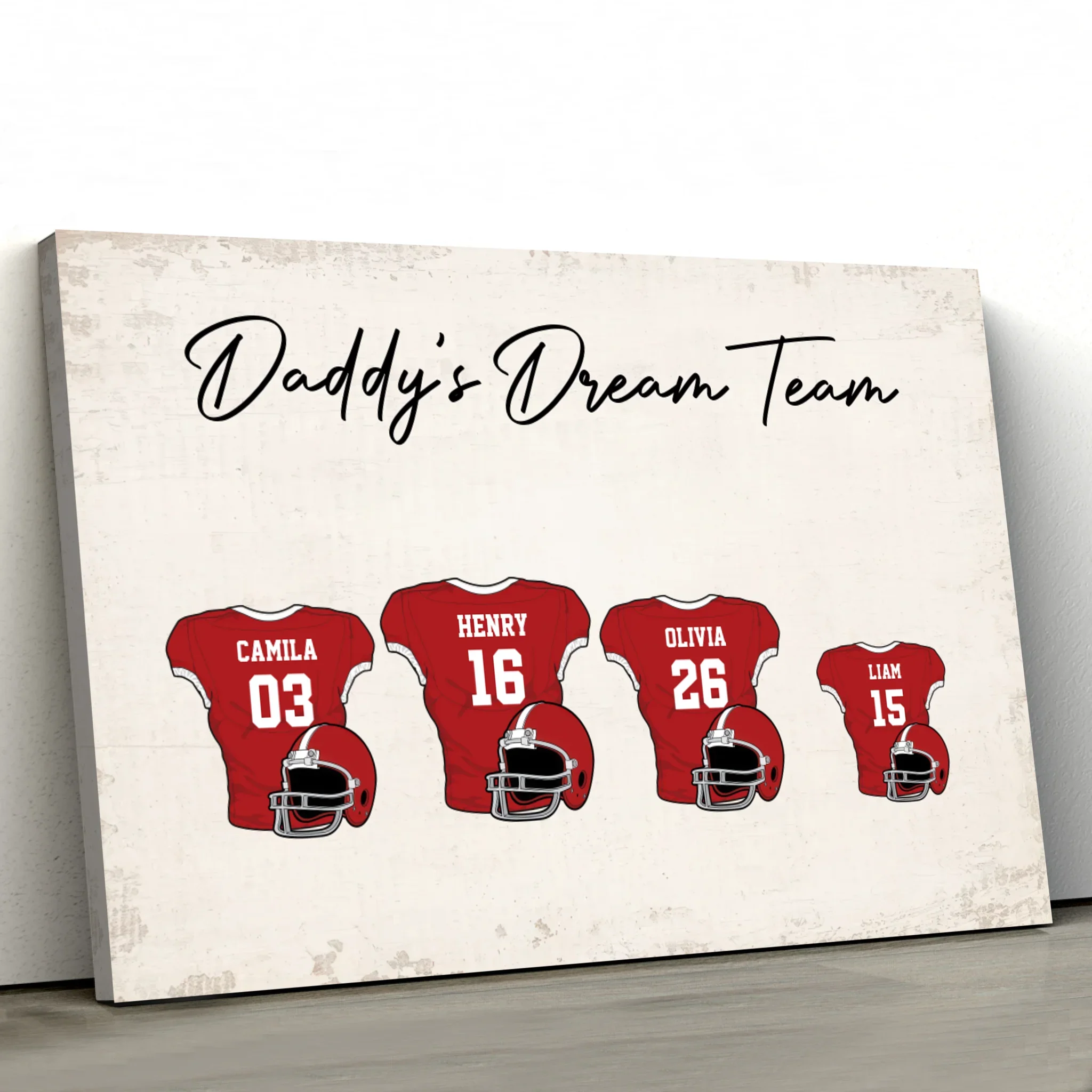 Personalized canvas “Dad's football team with customizable jerseys” - Image 2