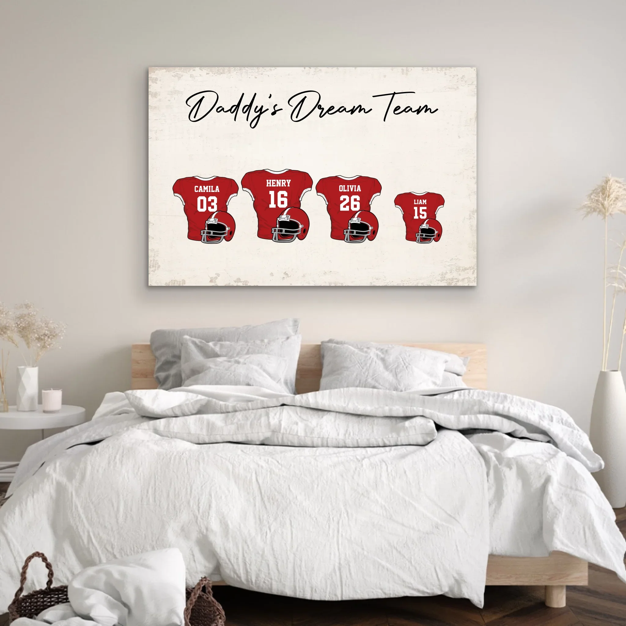 Personalized canvas “Dad's football team with customizable jerseys” - Image 3
