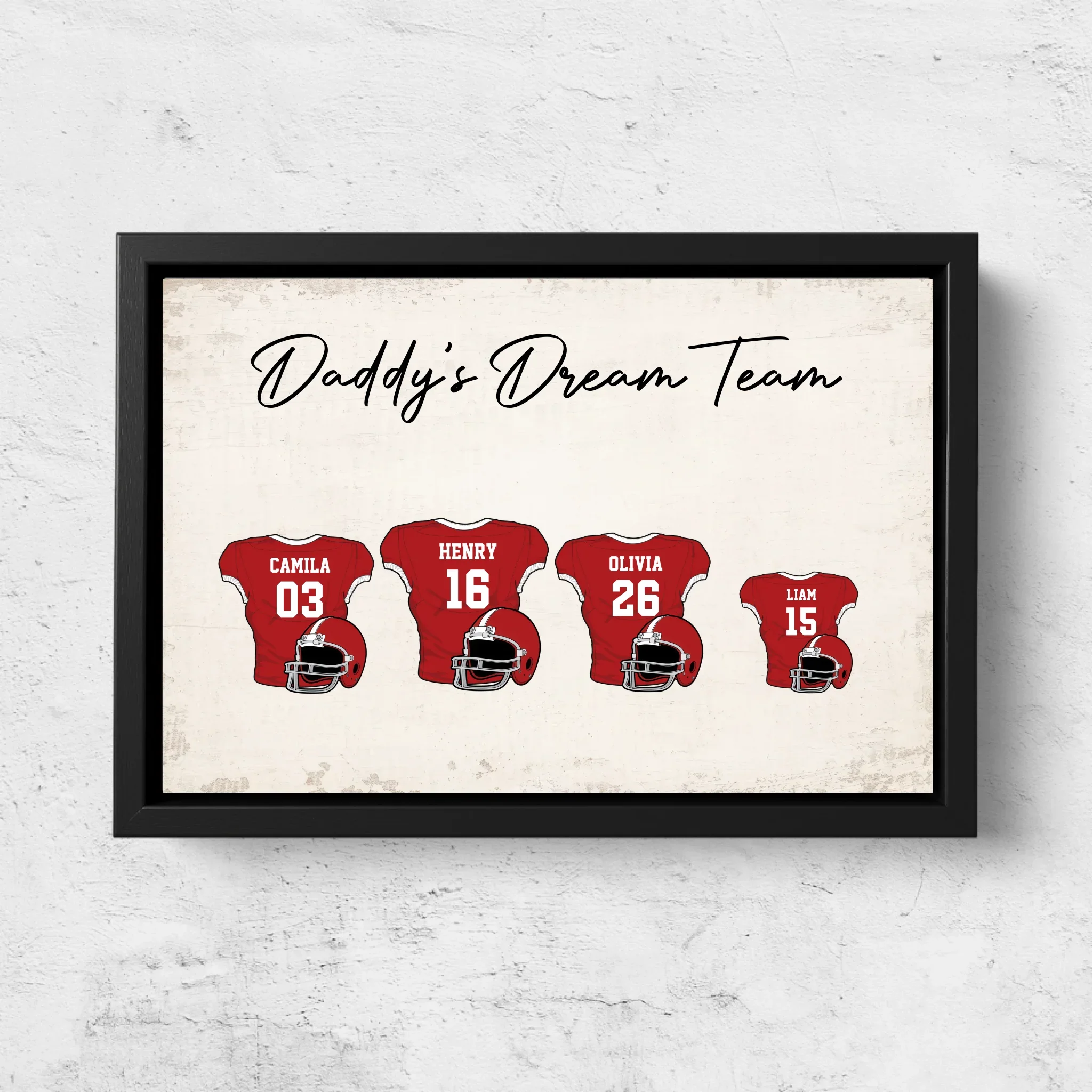 Personalized canvas “Dad's football team with customizable jerseys” - Image 5