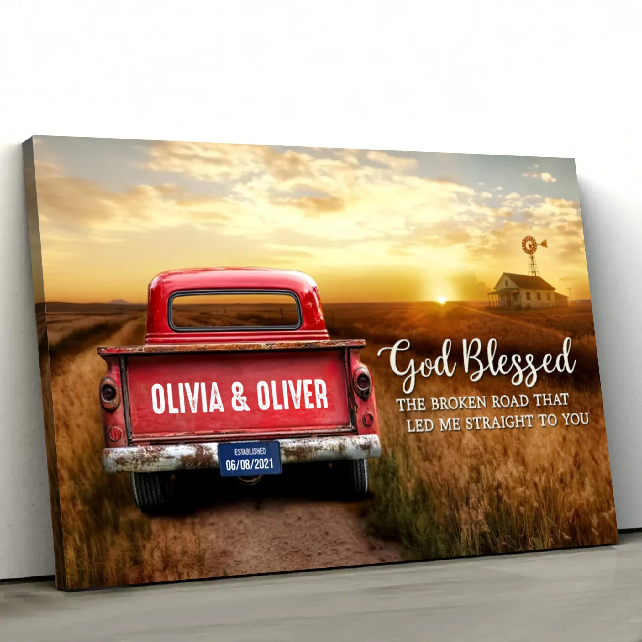 Personalized Canvas “God blessed the broken road” - Image 2