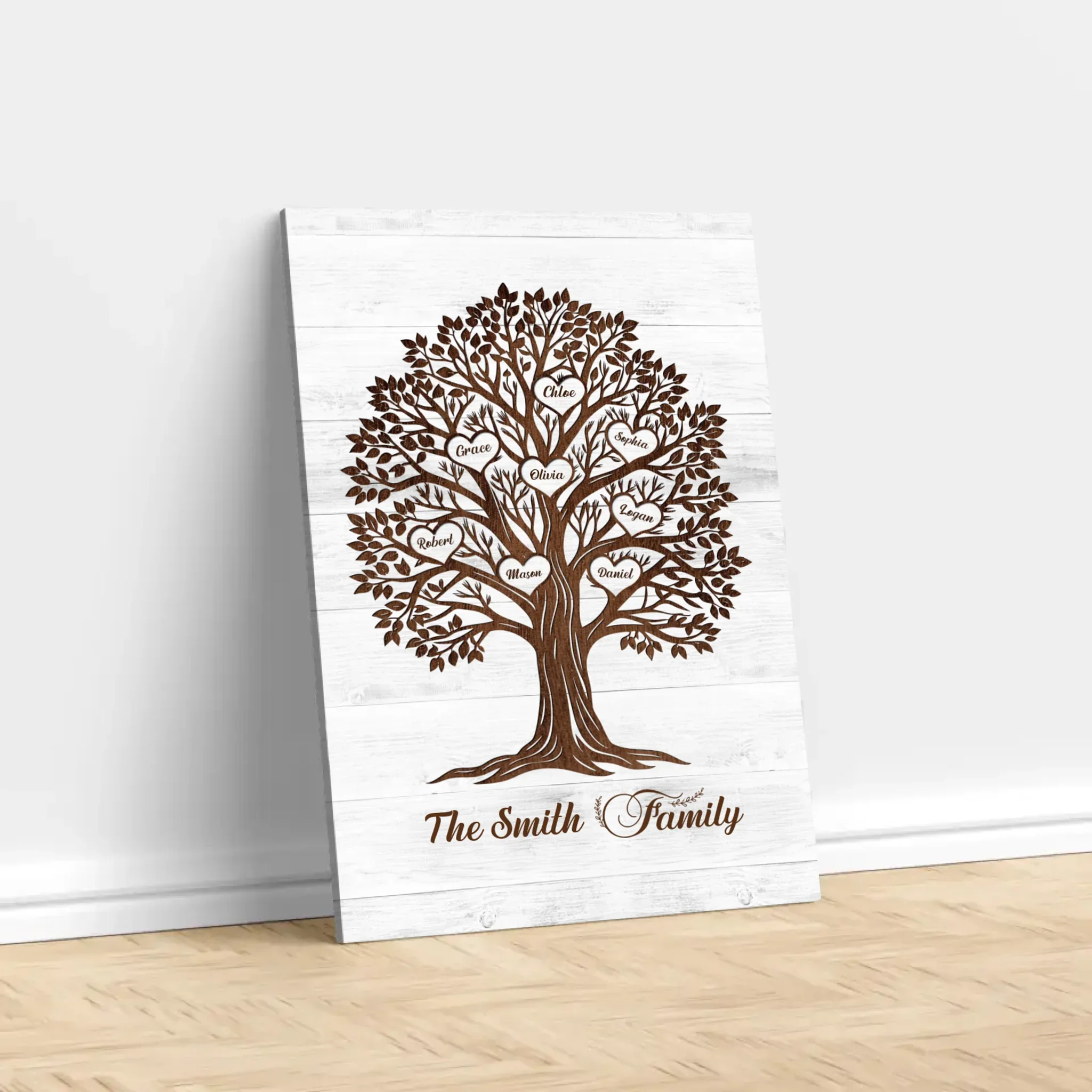 Personalized Canvas – Heart Name Family Tree - Image 2