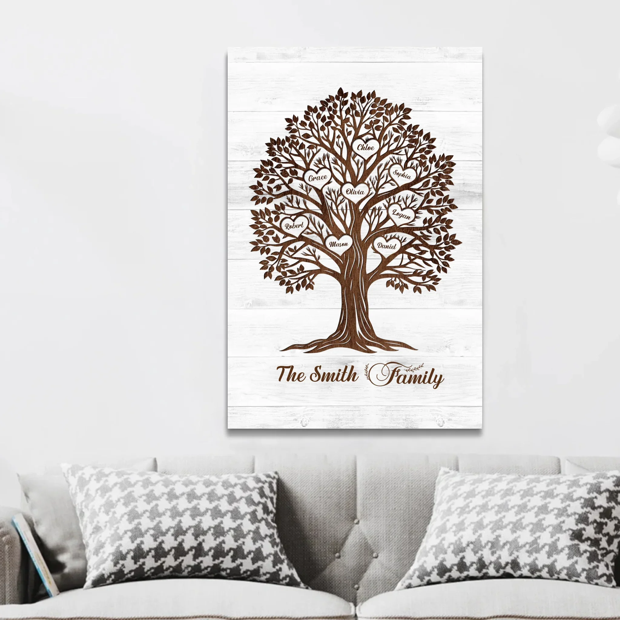 Personalized Canvas – Heart Name Family Tree - Image 3