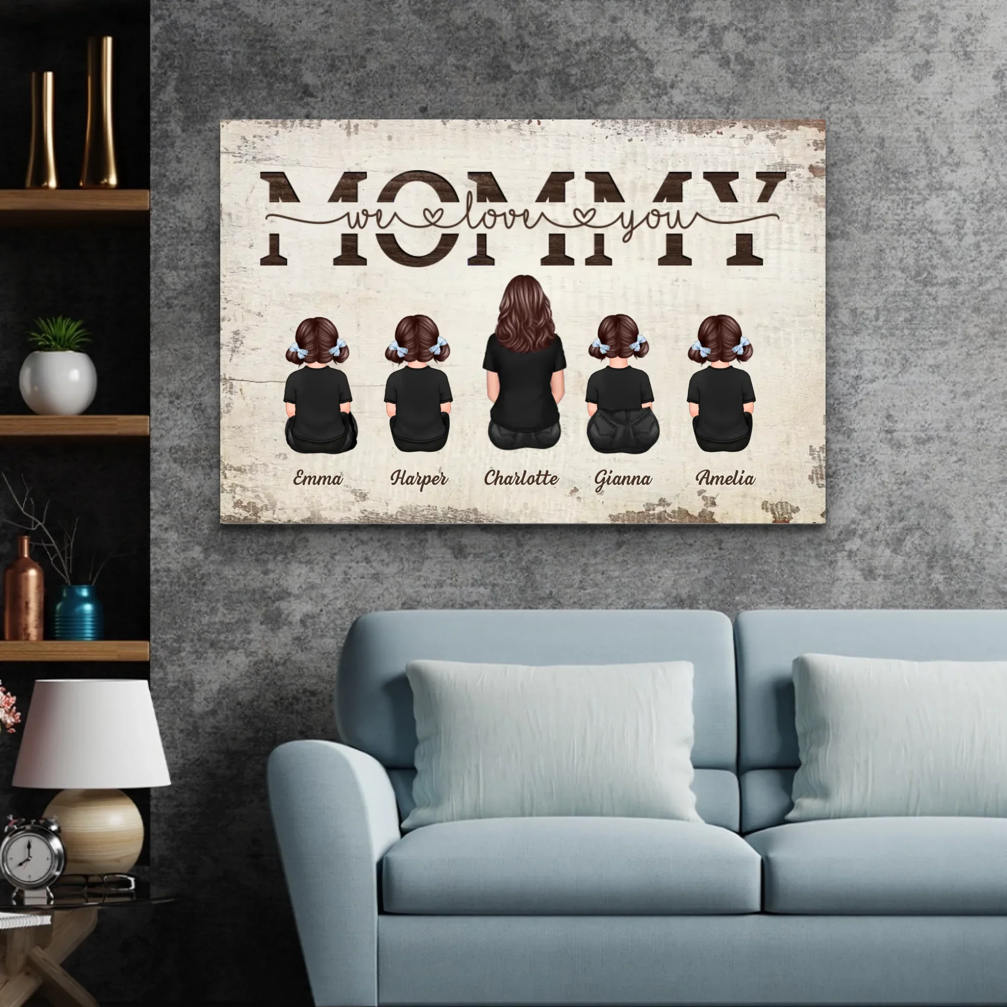 Personalized Canvas “Mommy, we love you – with family members” - Image 4