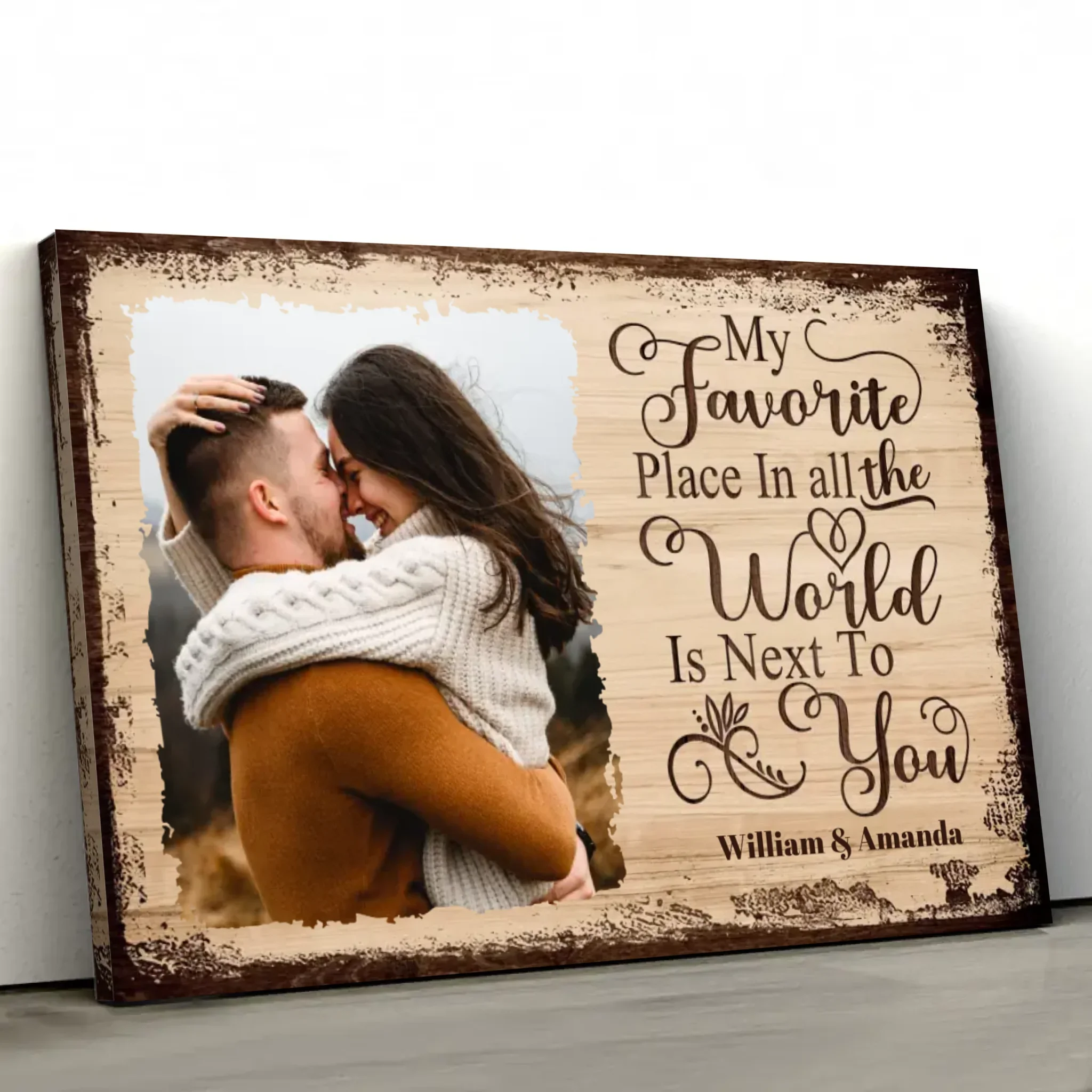 Personalized Canvas “My favorite place is next to you with picture” - Image 2