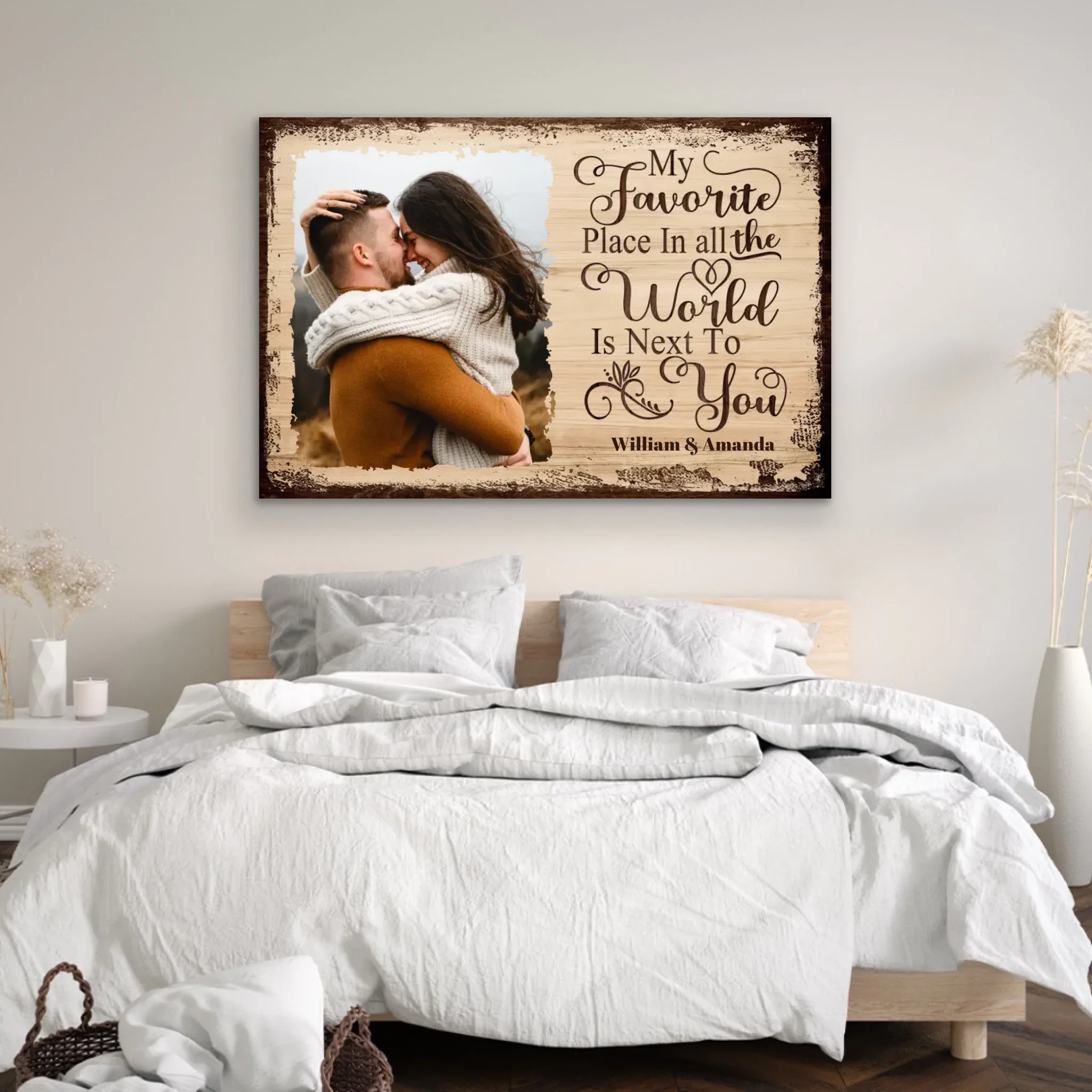 Personalized Canvas “My favorite place is next to you with picture” - Image 3