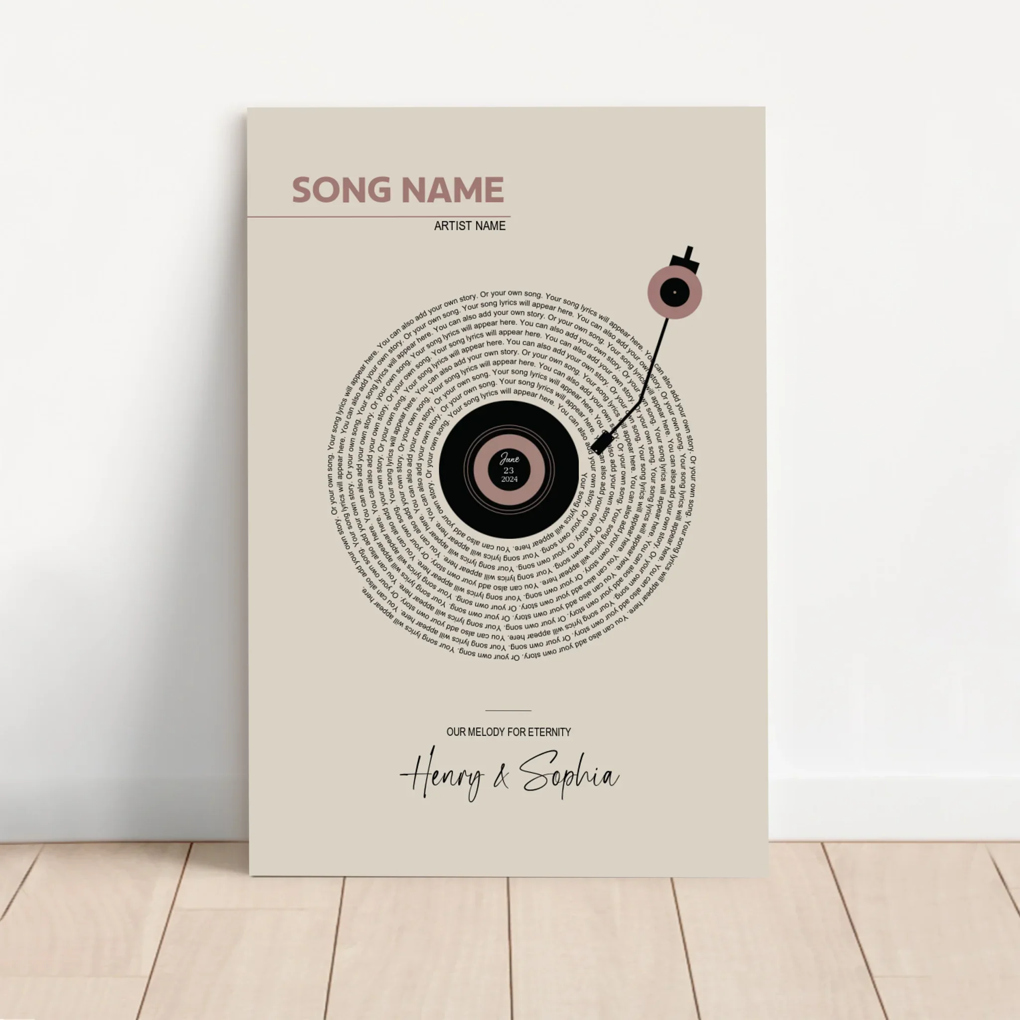 Personalized Canvas – Retro Vinyl Song Lyrics