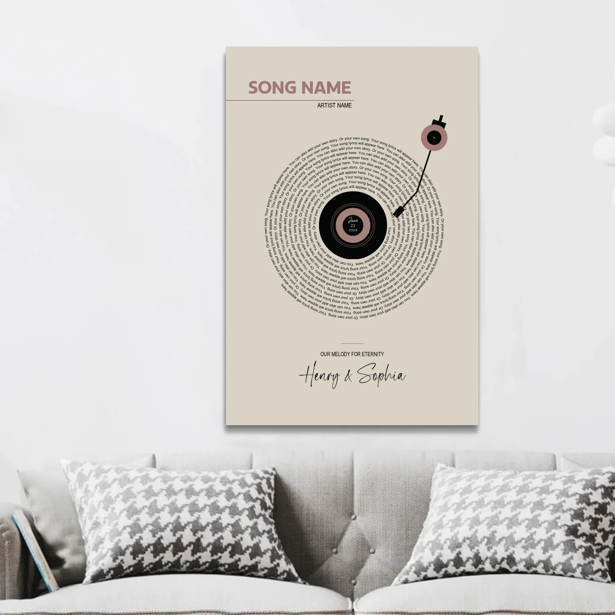 Personalized Canvas – Retro Vinyl Song Lyrics - Image 3