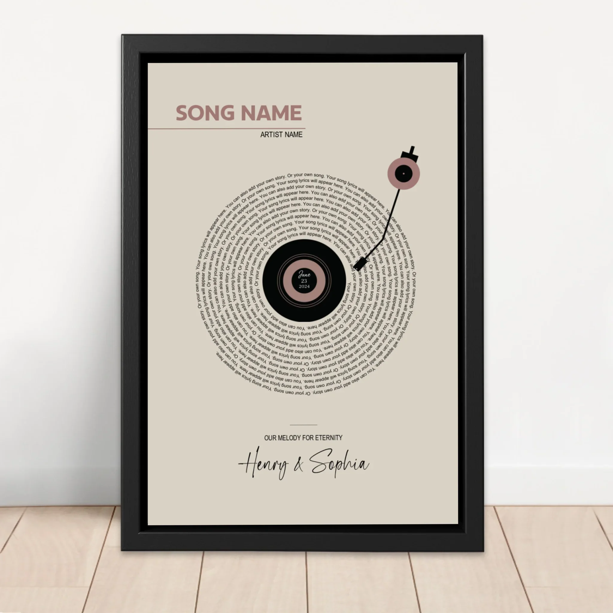 Personalized Canvas – Retro Vinyl Song Lyrics - Image 4