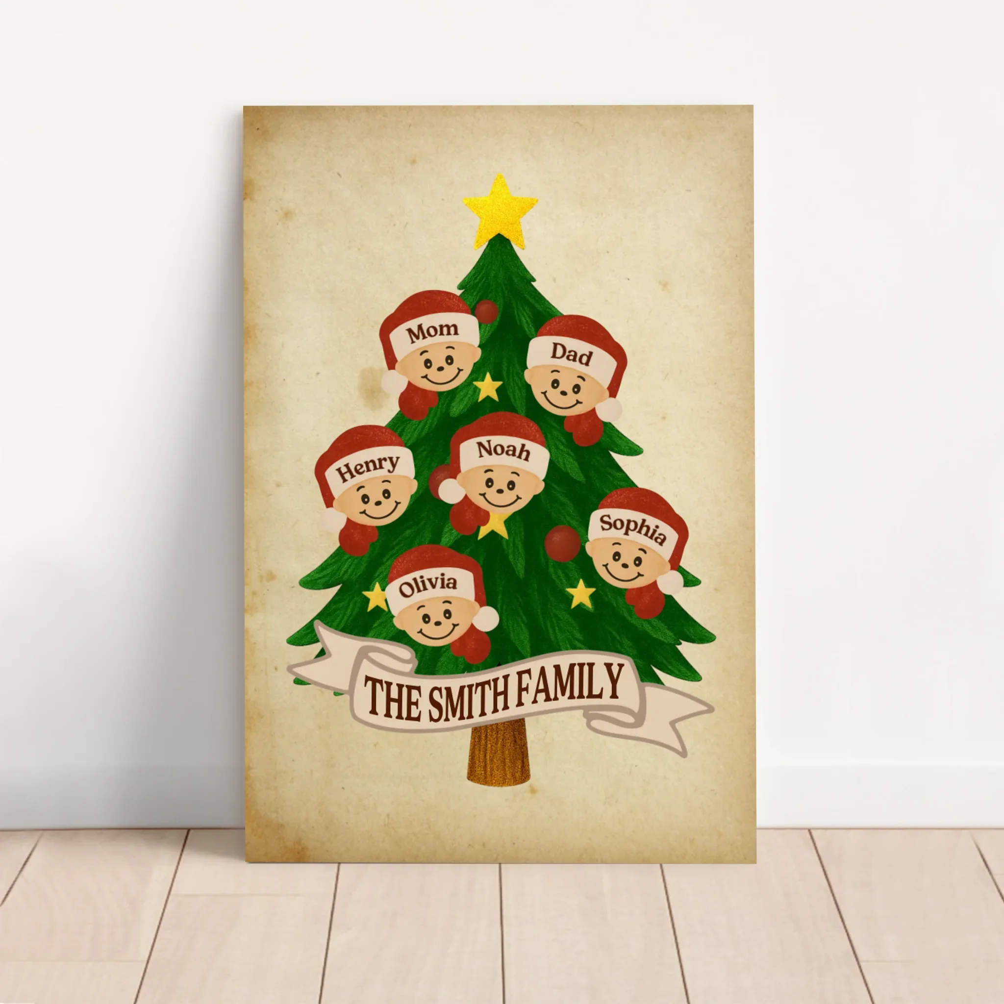 Personalized Canvas – Santa Family Name Tree