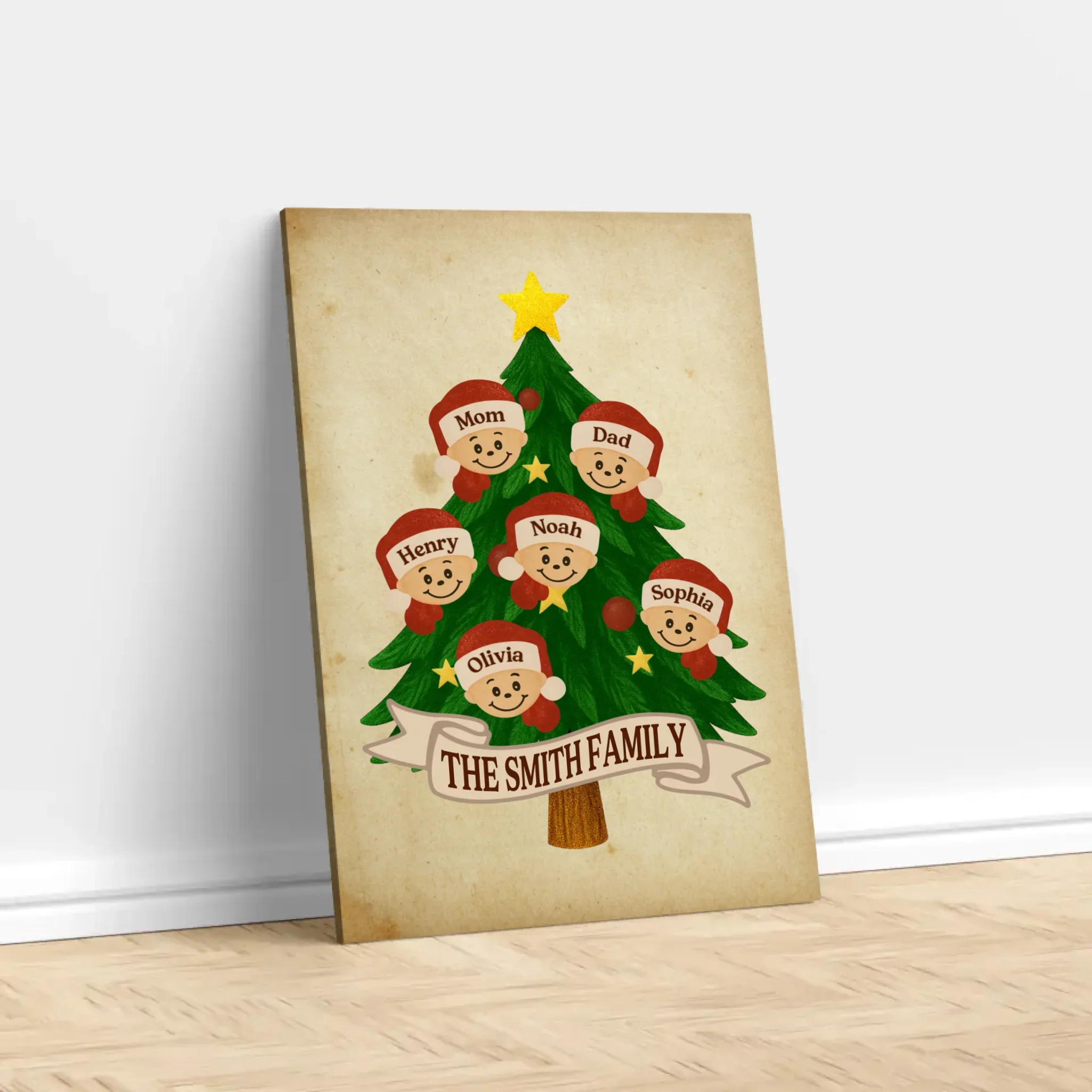 Personalized Canvas – Santa Family Name Tree - Image 2
